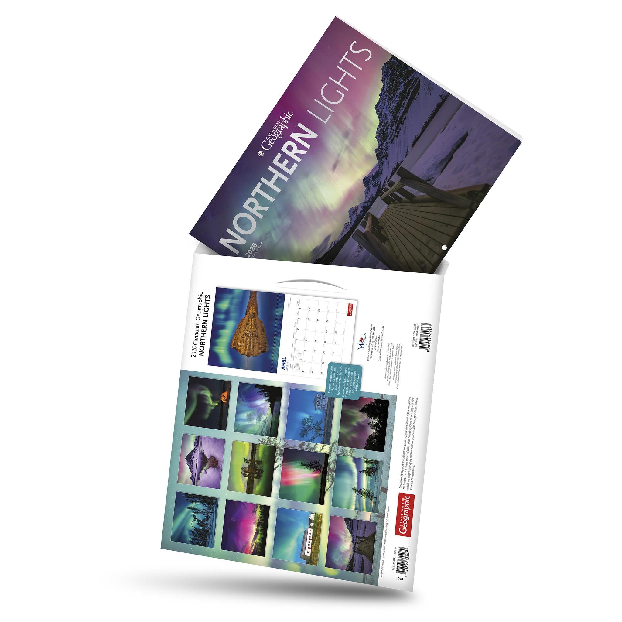 Canadian Geographic Northern Lights 2026 Wall Calendar
