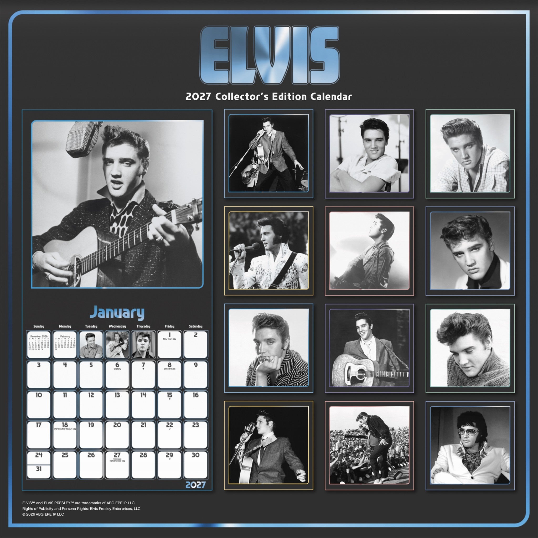 Calendrier mural Elvis Presley collector 2027 – En ligne seulement