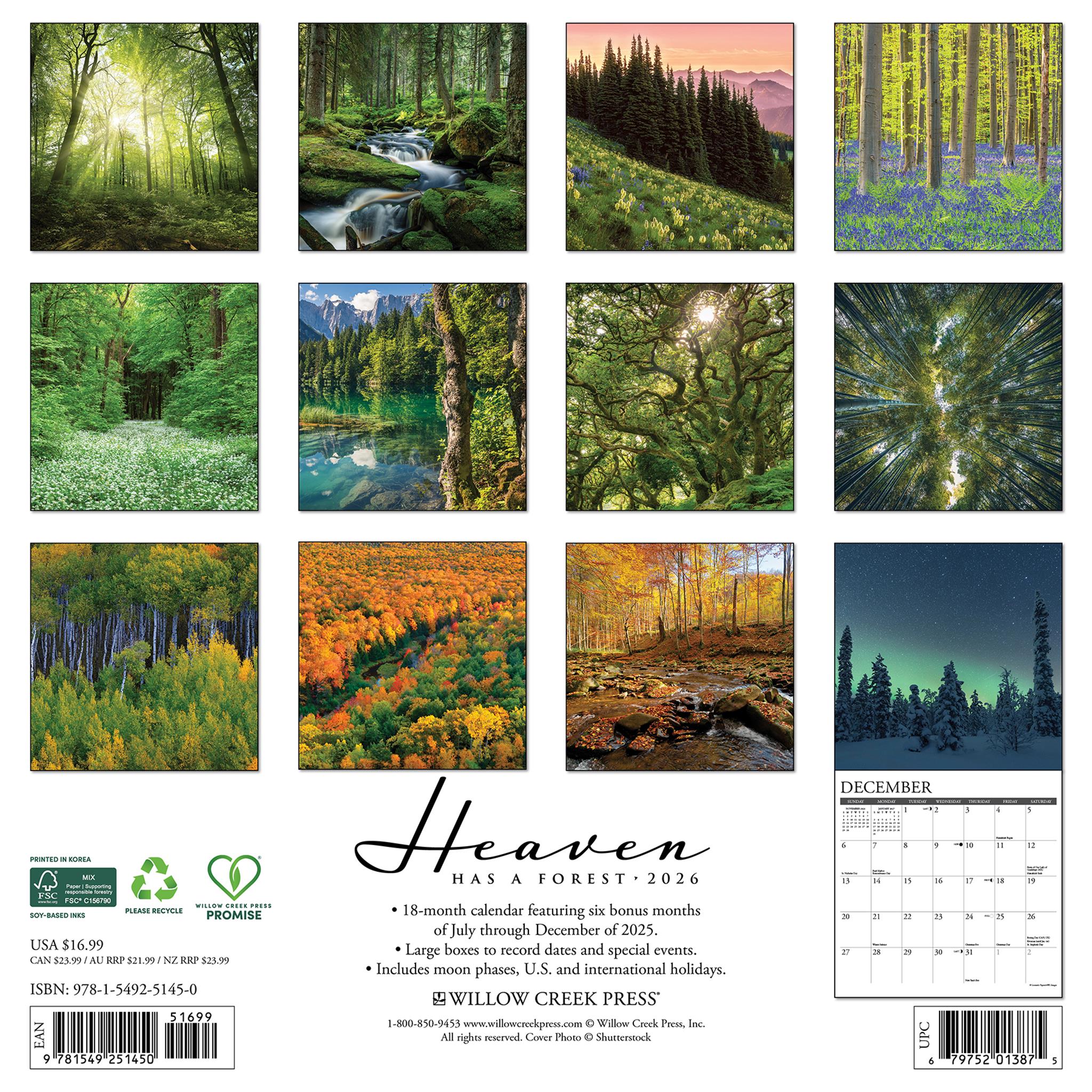 Calendrier mural 2026 « Le ciel a une forêt » - Disponible uniquement en ligne