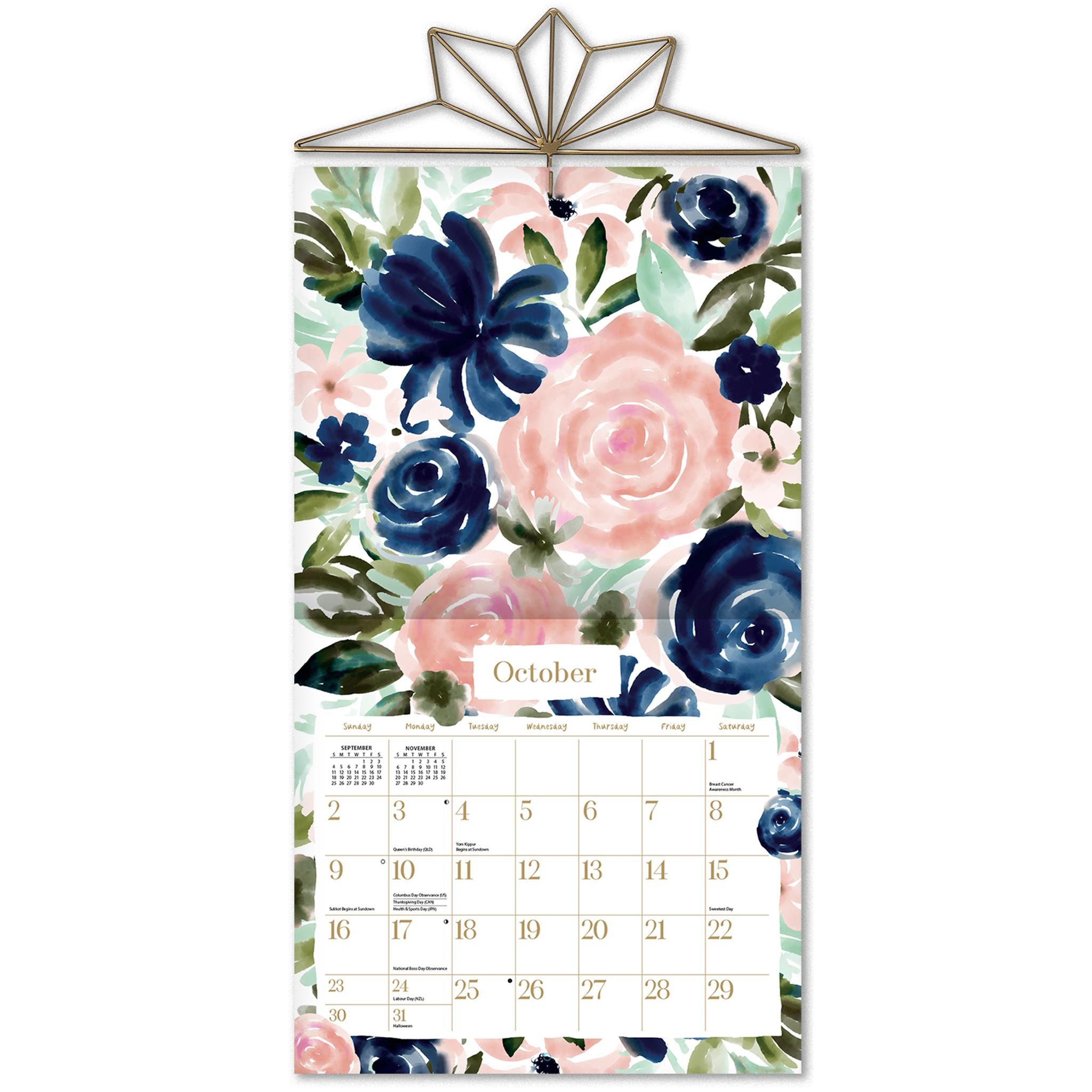 Cintre calendrier en fer forgé doré à motif géométrique