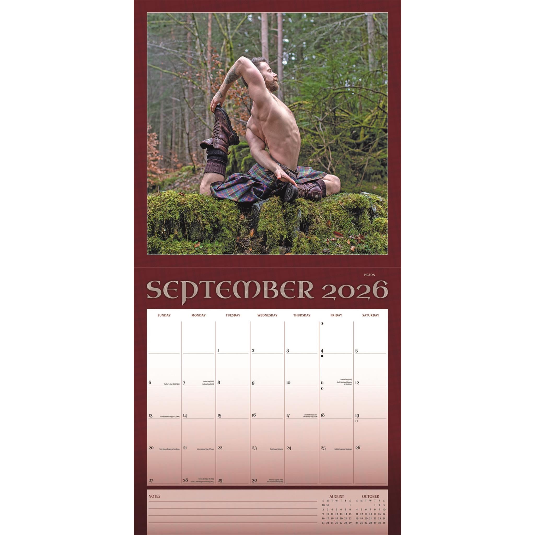 Kilted Yoga 2026 Wall Calendar
