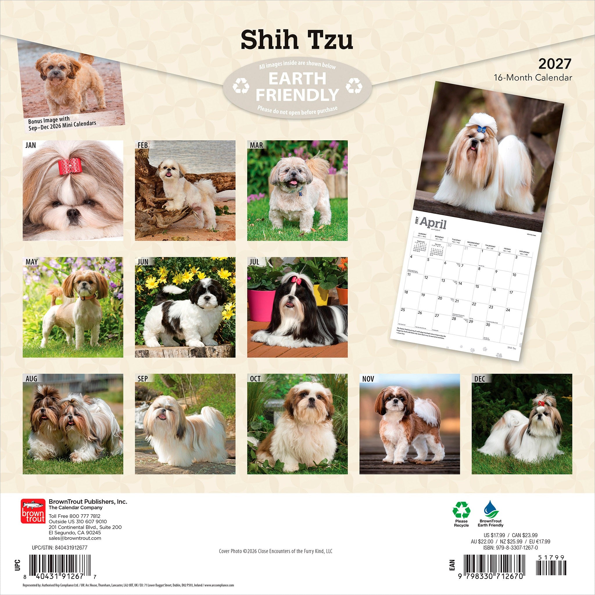 Shih Tzu 2027 Wall Calendar
