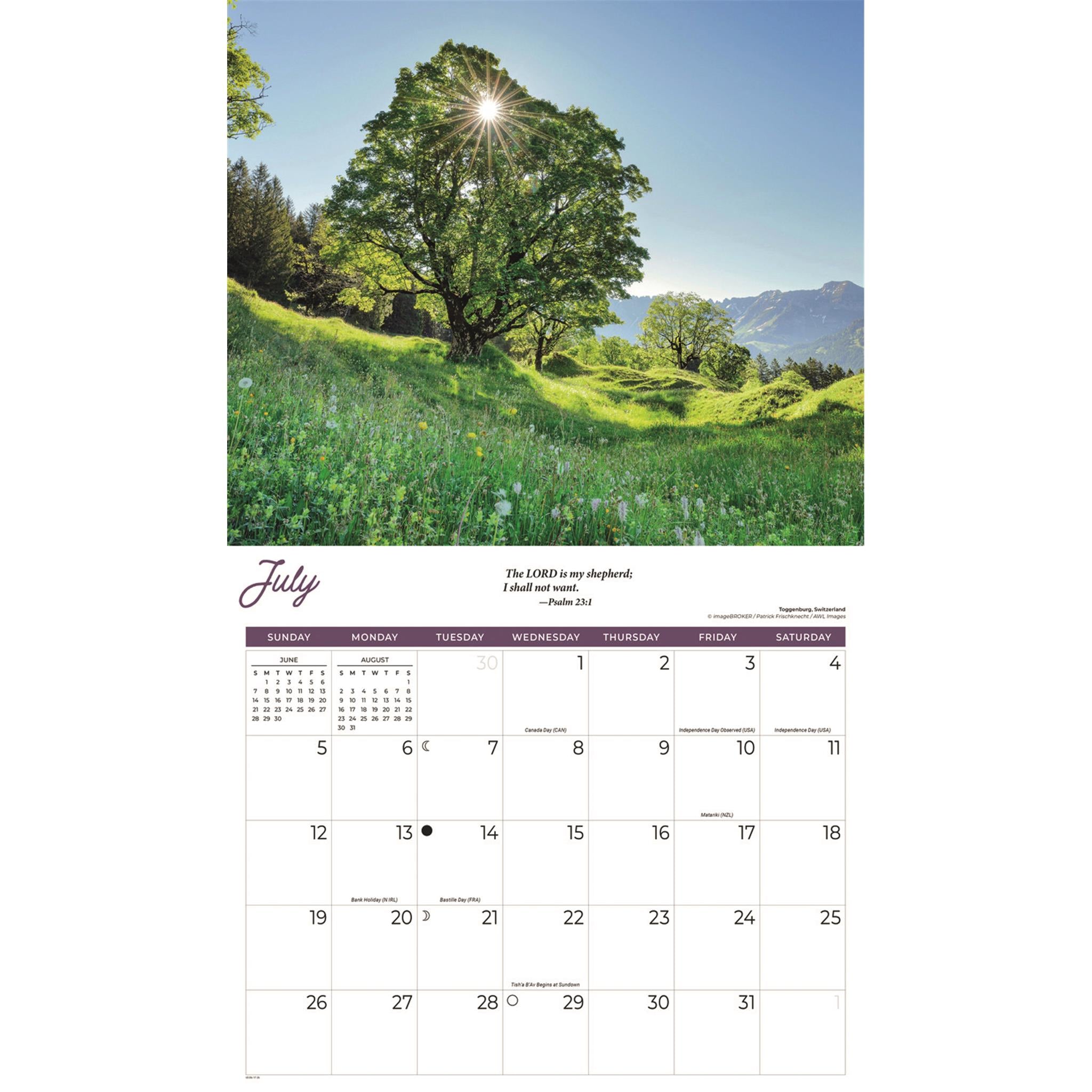 Calendrier mural des Psaumes 2026