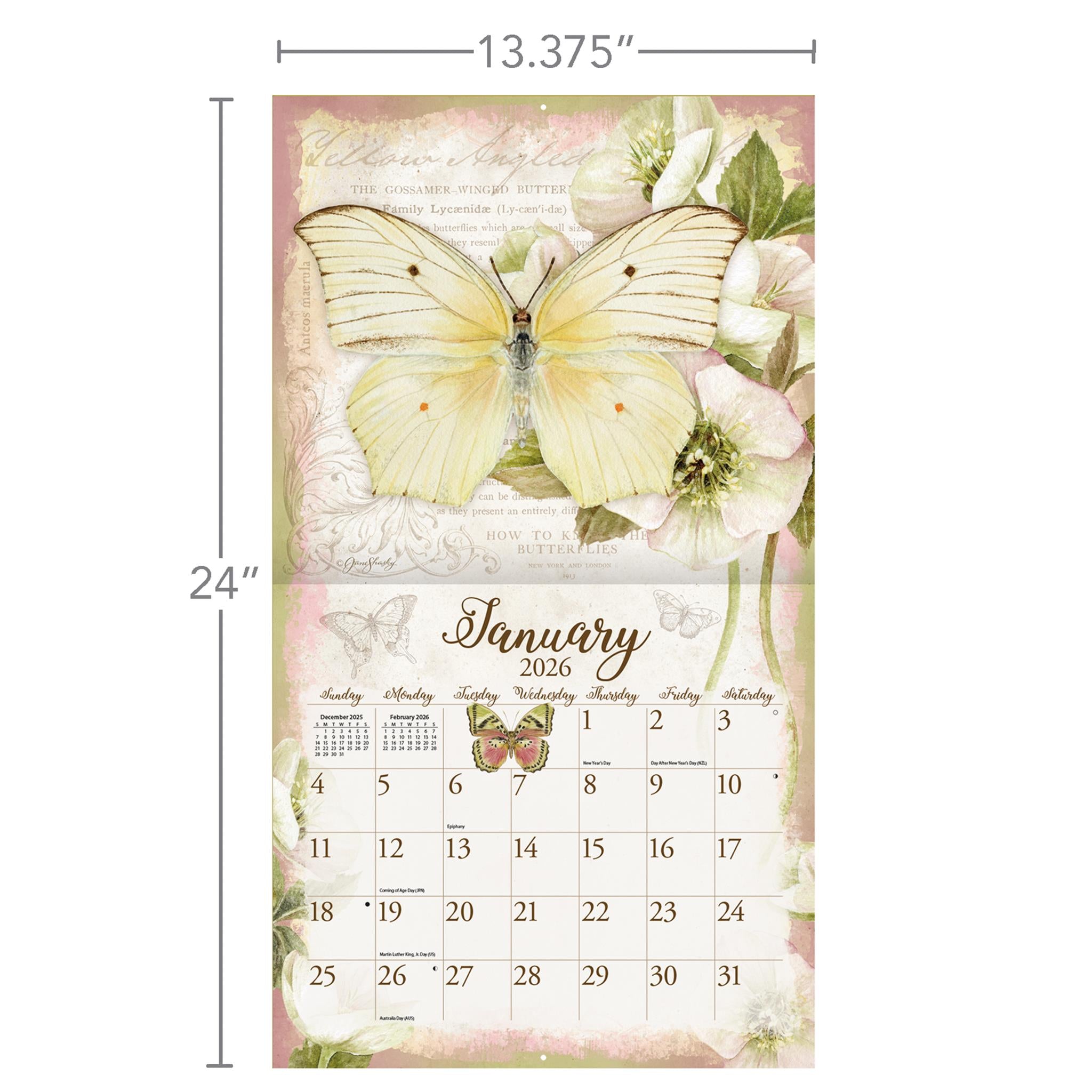 Butterflies 2026 Deluxe Wall Calendar - Online Only
