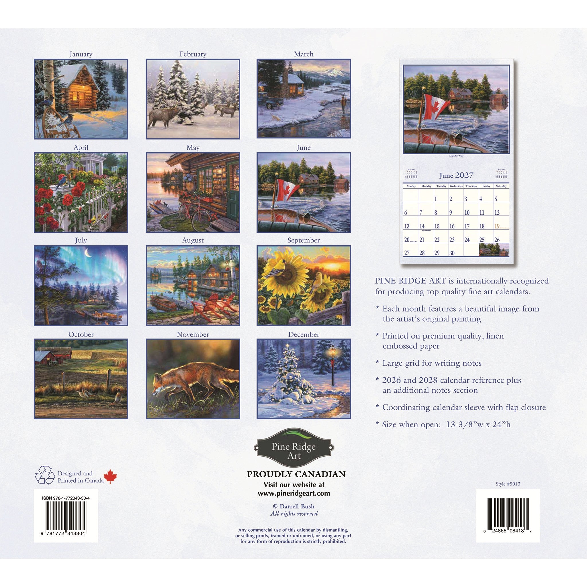 Calendrier mural 2027 Plein air – En ligne seulement