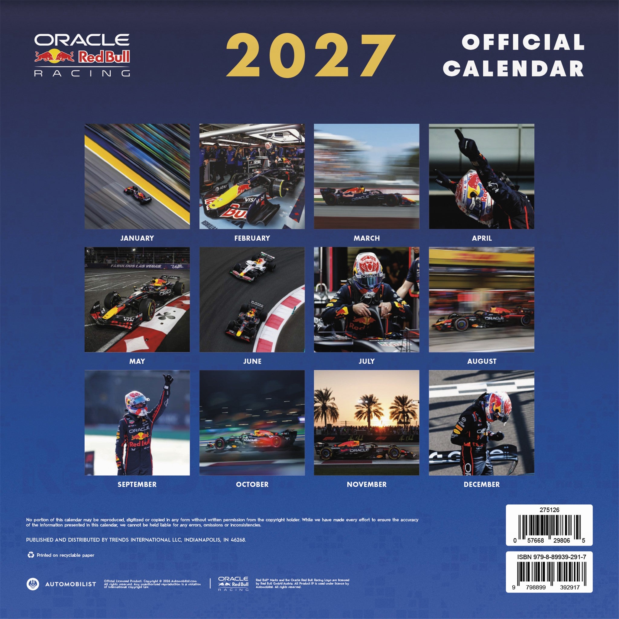 Oracle Red Bull Racing 2027 Wall Calendar