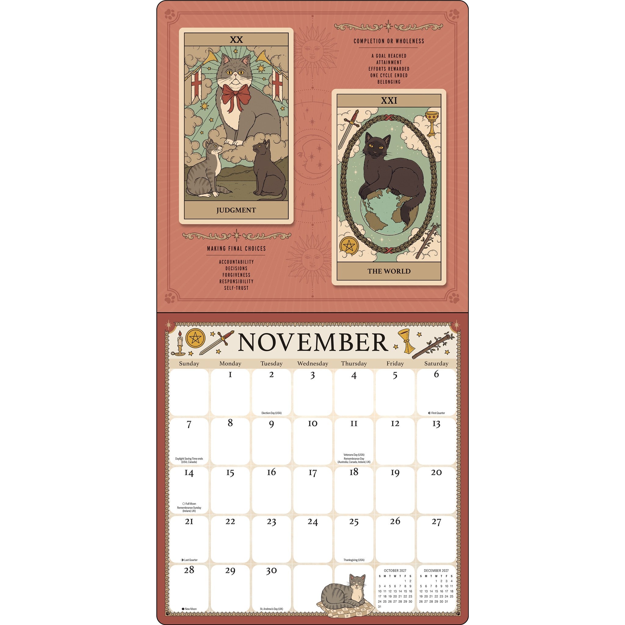 Cats Rule the Earth Tarot 2027 Wall Calendar