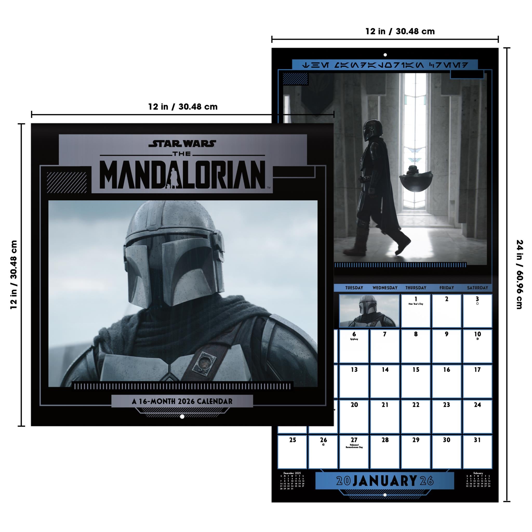 Star Wars Mandalorian 2026 Wall Calendar