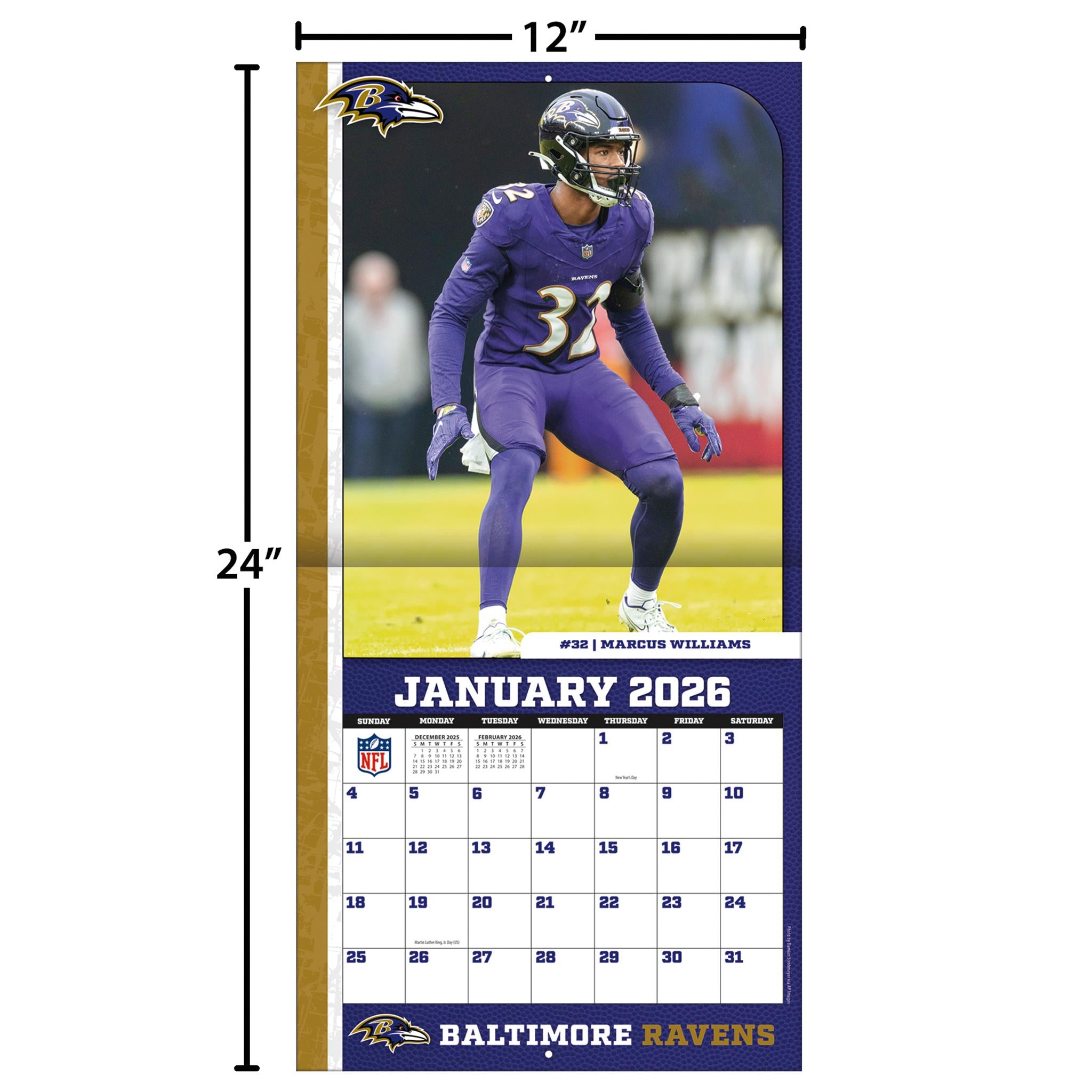 Calendrier mural NFL Baltimore Ravens 2026
