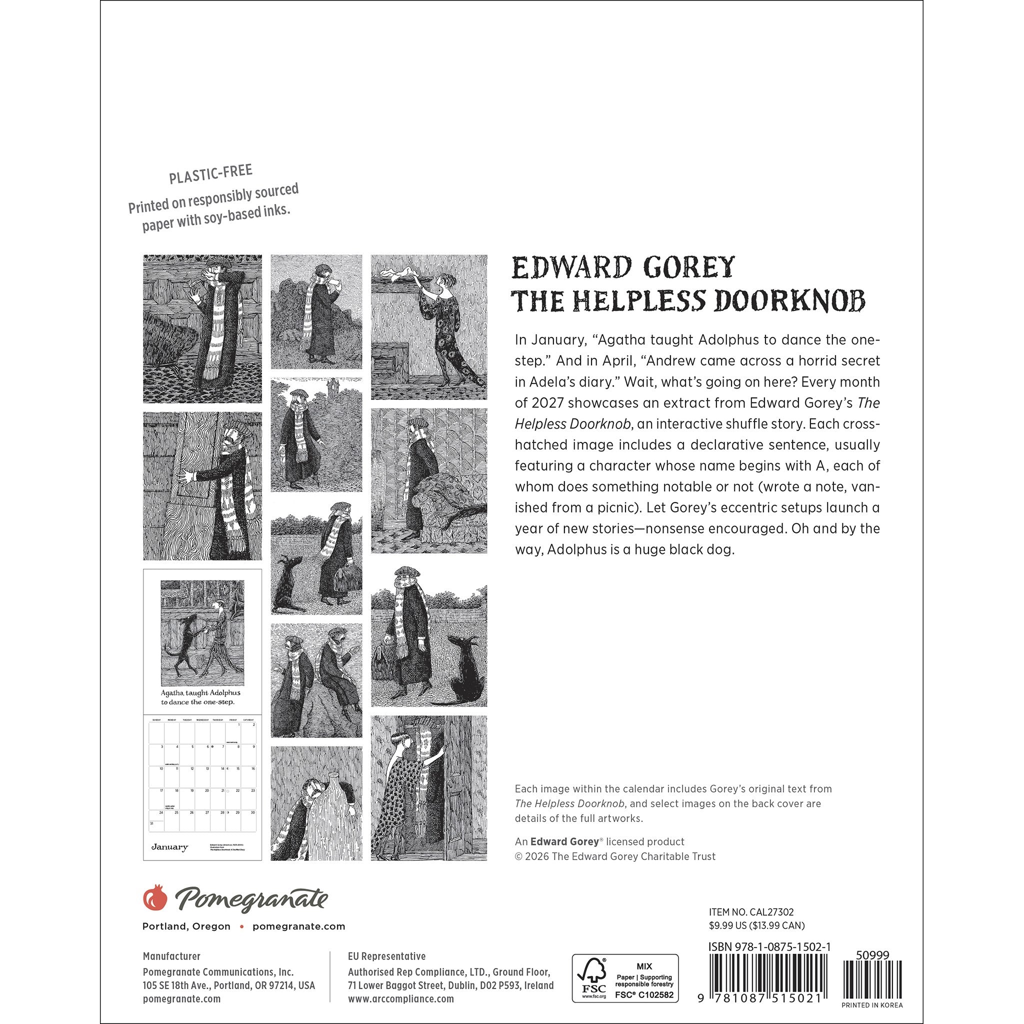 Edward Gorey The Helpless Doorknob 2027 Mini Calendar - Online Only
