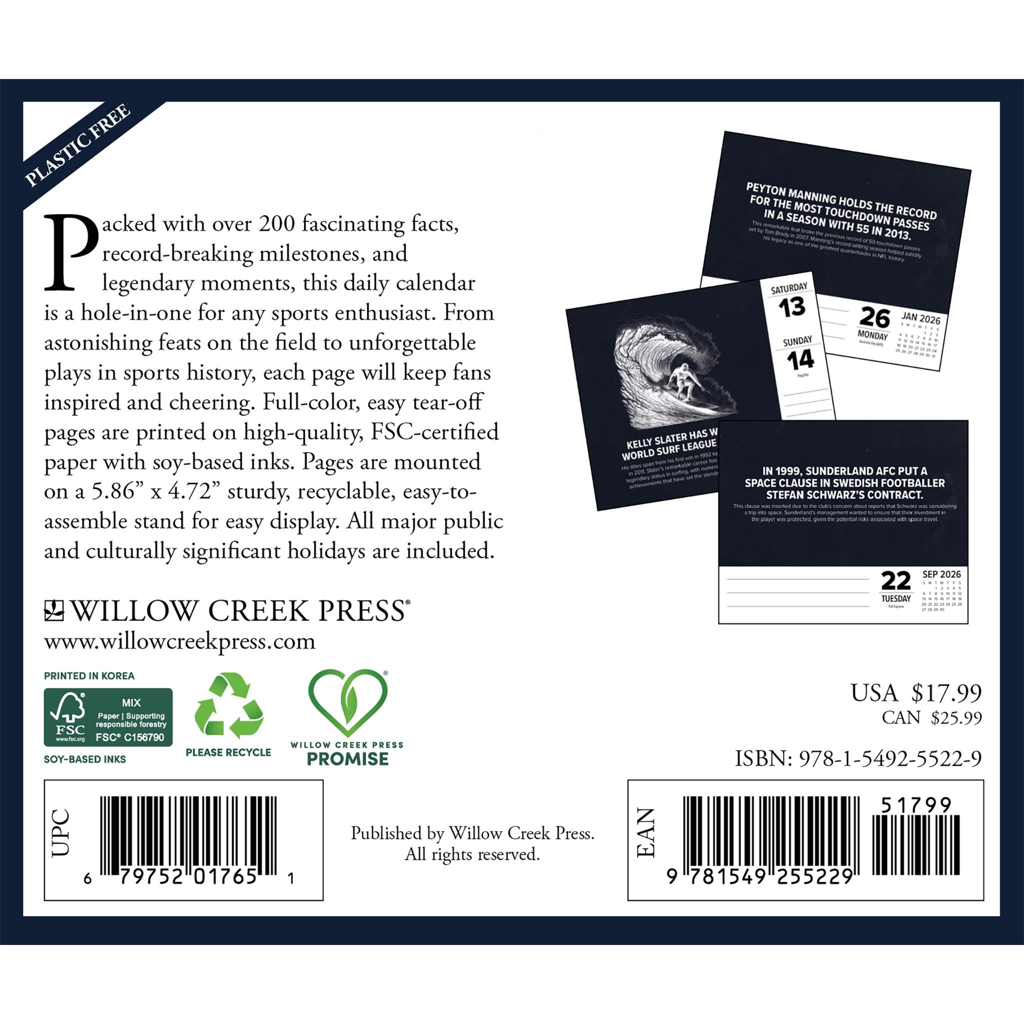 Calendrier Super Sports Stats & Facts 2026 - Disponible uniquement en ligne