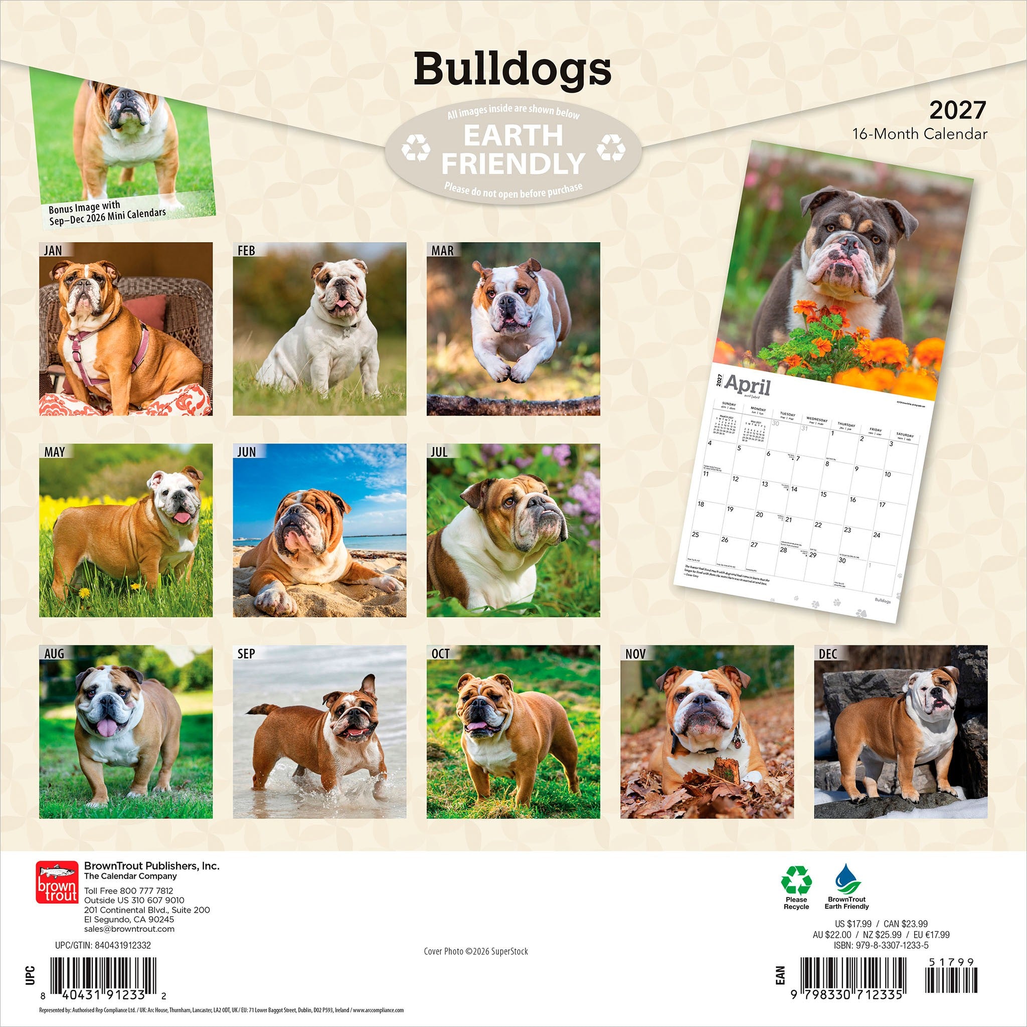 Bulldogs English 2027 Wall Calendar