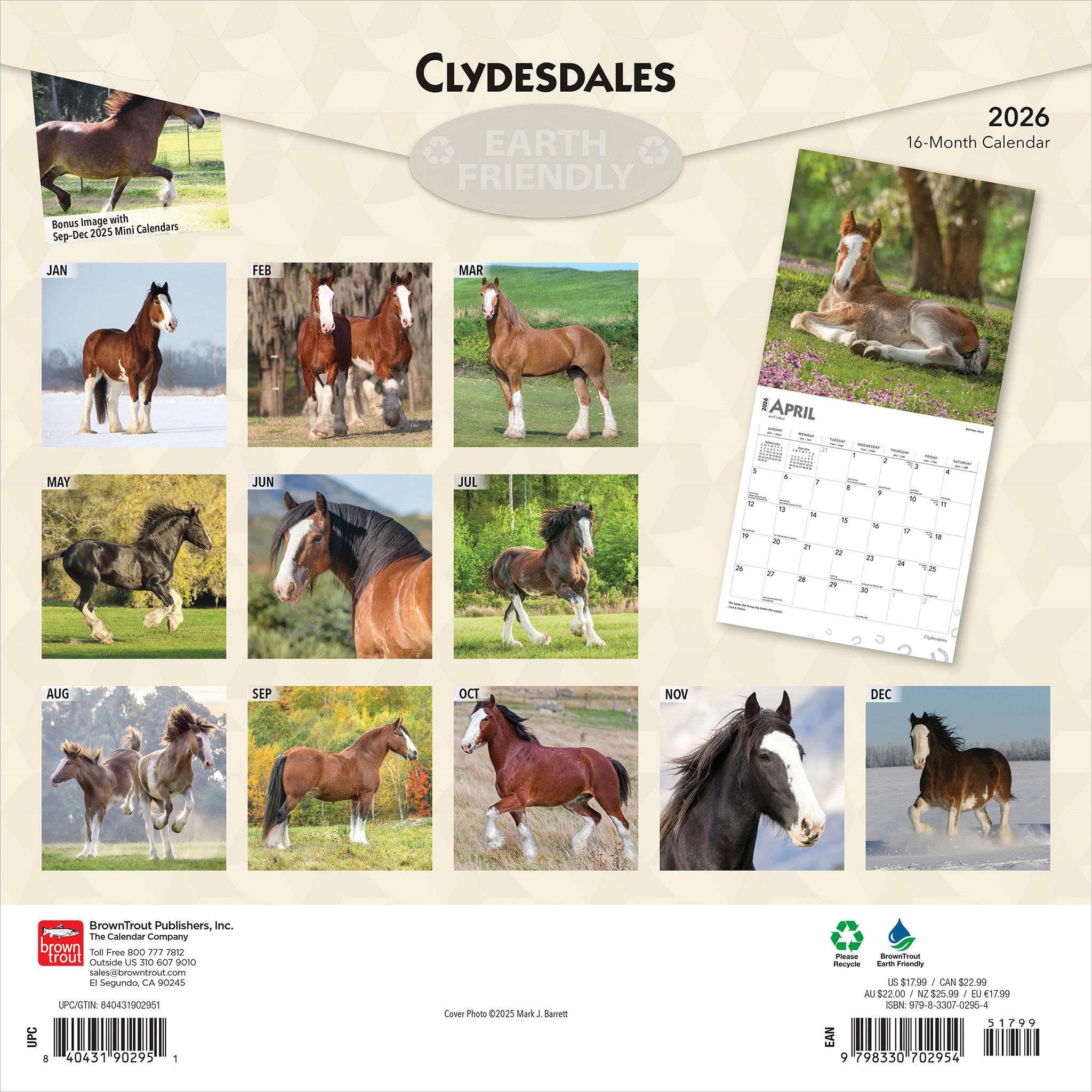 Calendrier mural Clydesdales 2026 - Disponible uniquement en ligne