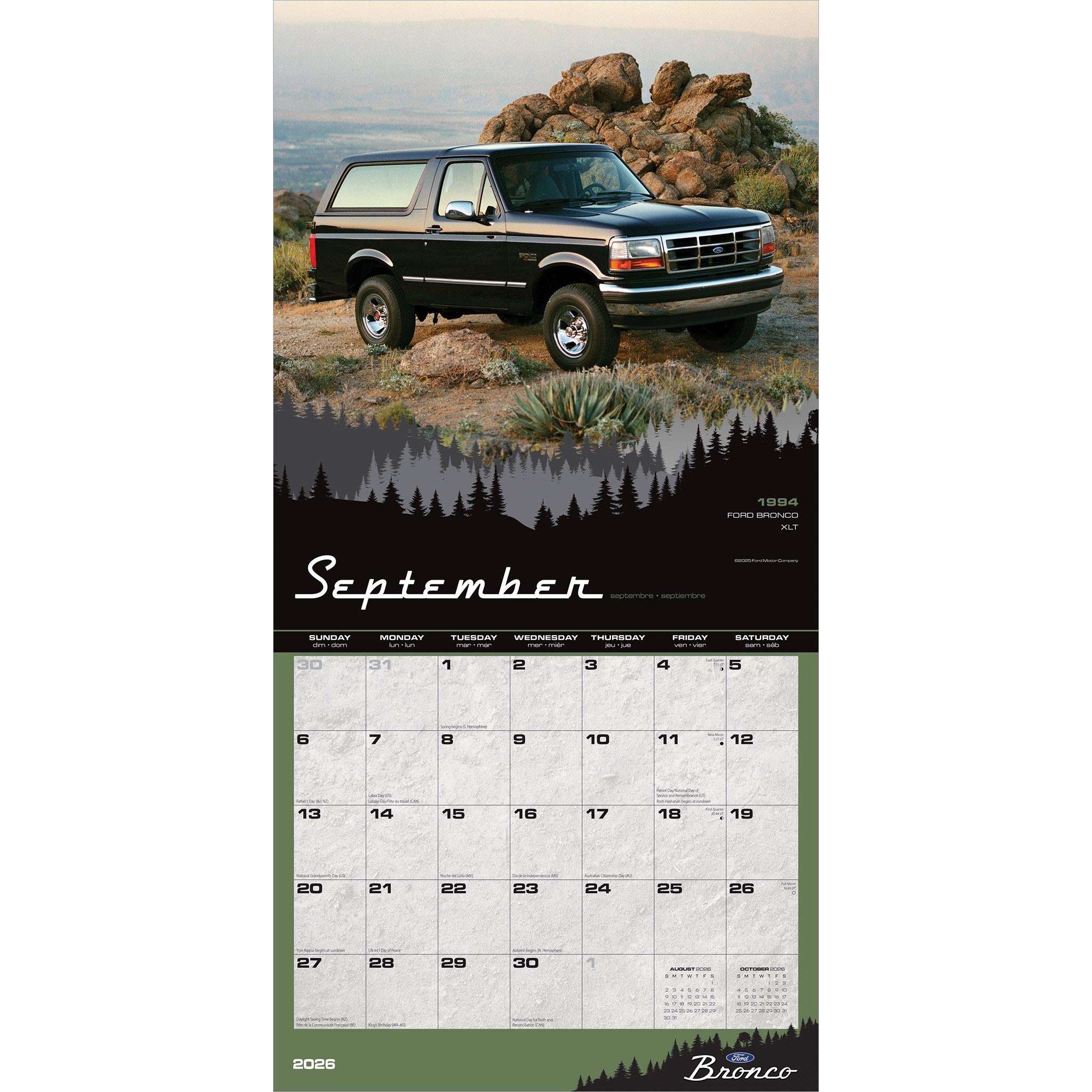 Ford Bronco 2026 Wall Calendar