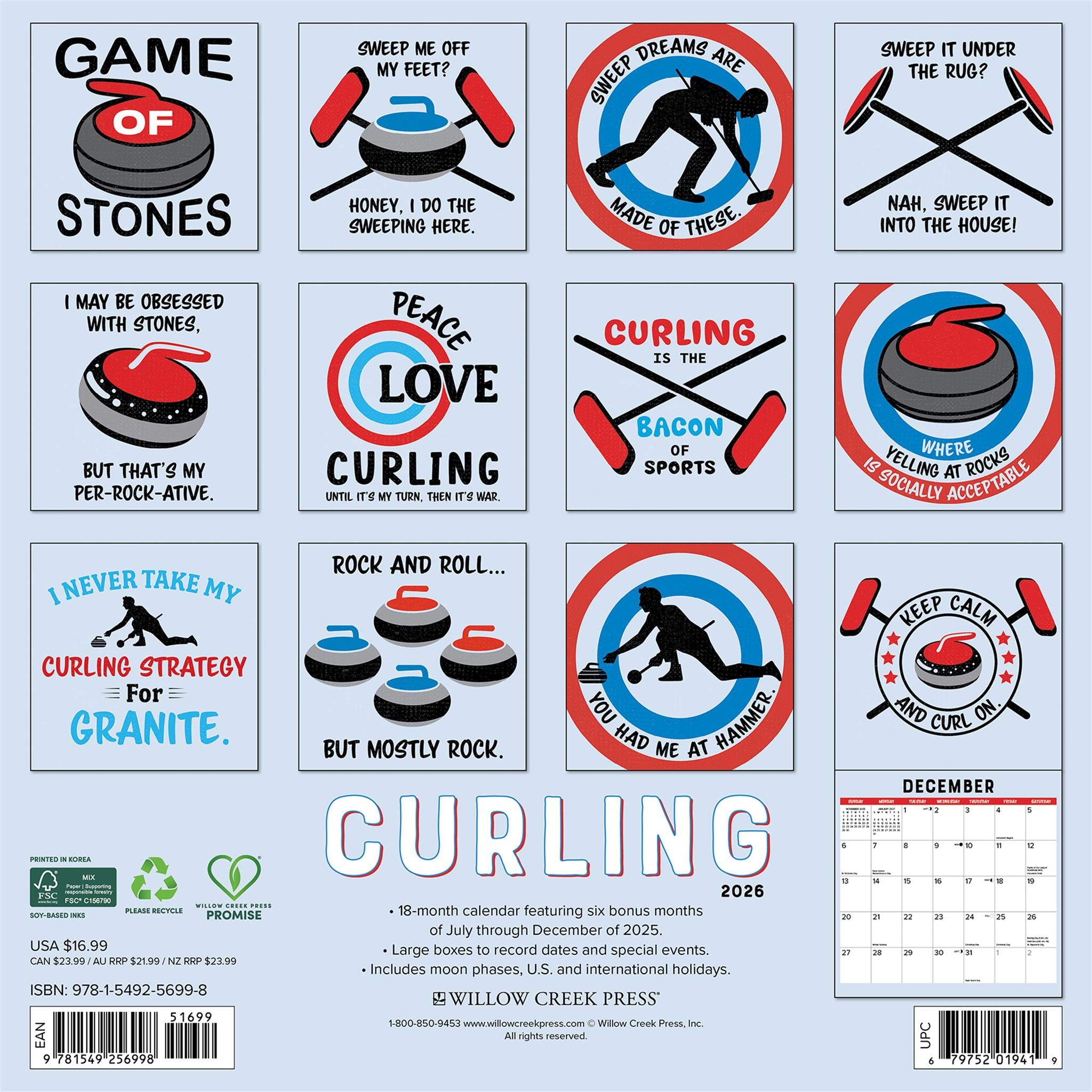 Calendrier mural de curling 2026