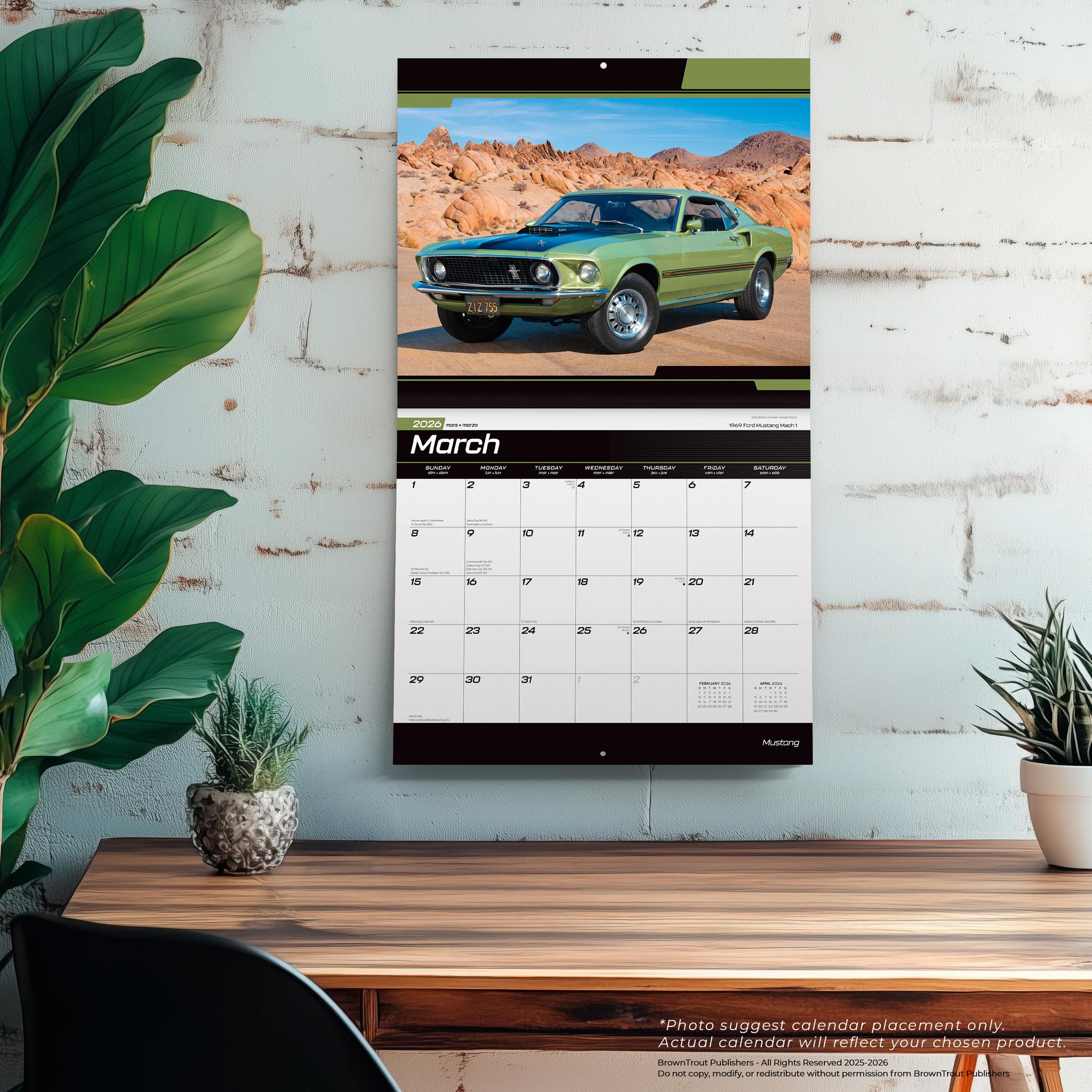 Calendrier mural Mustang 2026