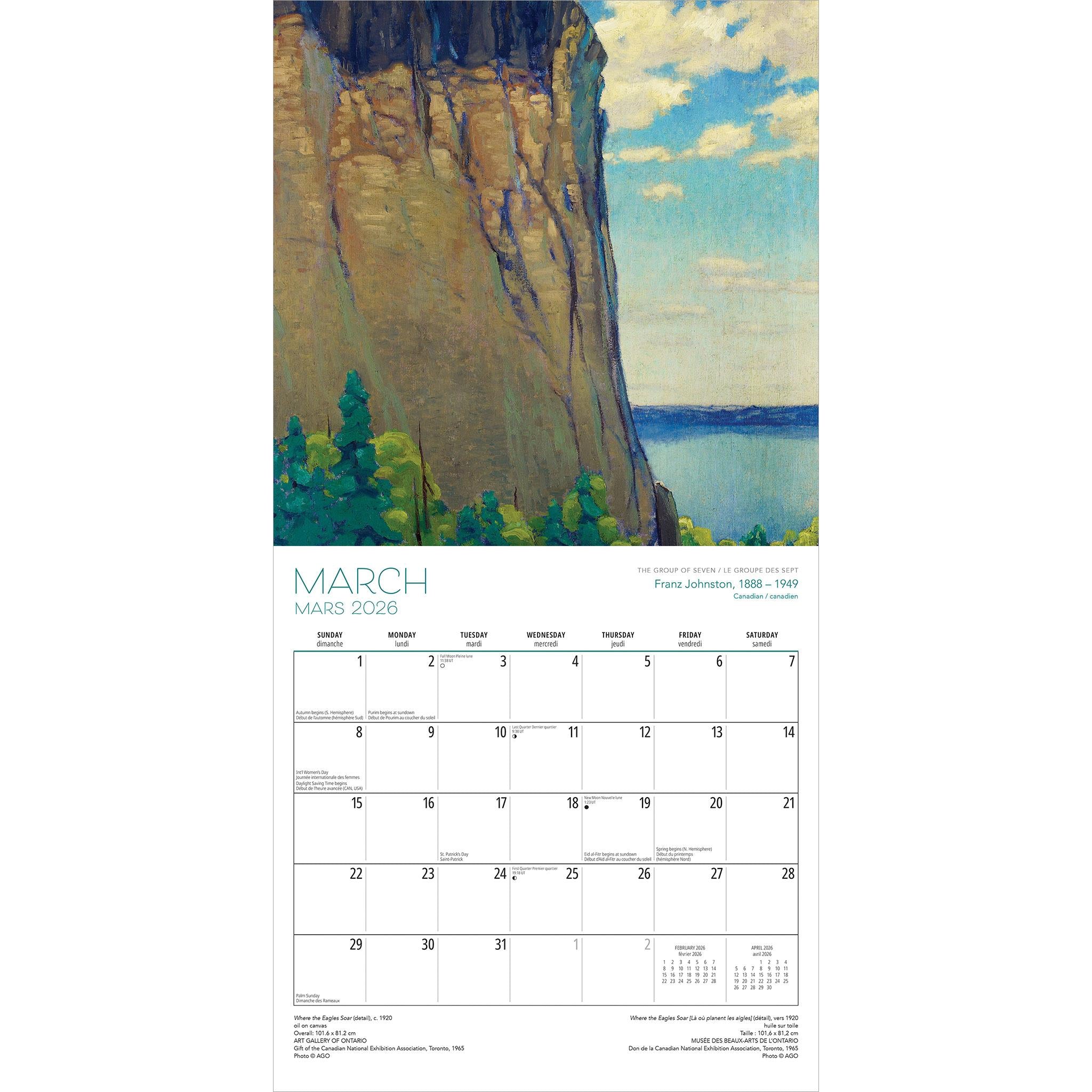 Calendrier mural du Groupe des Sept AGO 2026