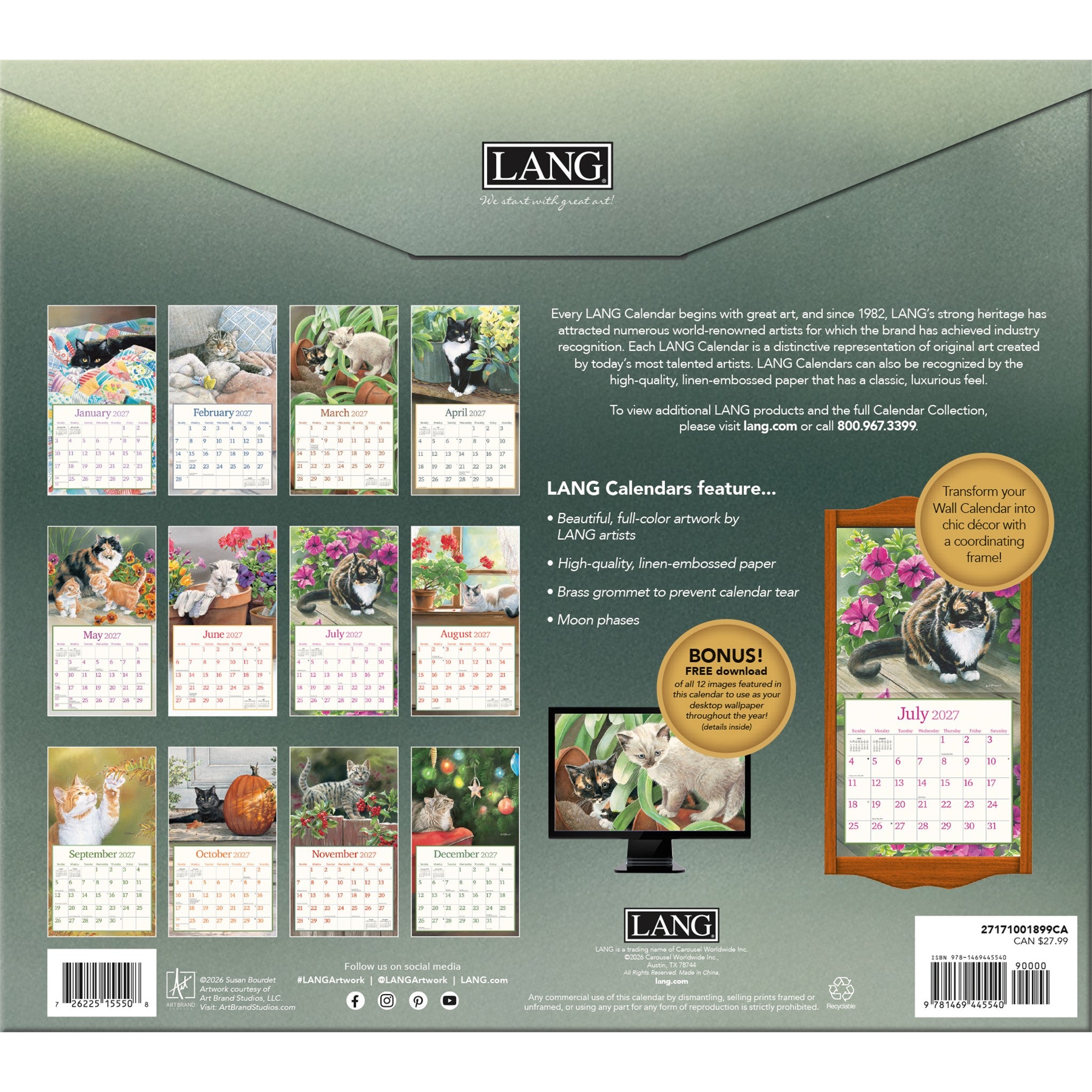 Cats In The Country Special Edition with Print 2027 Wall Calendar