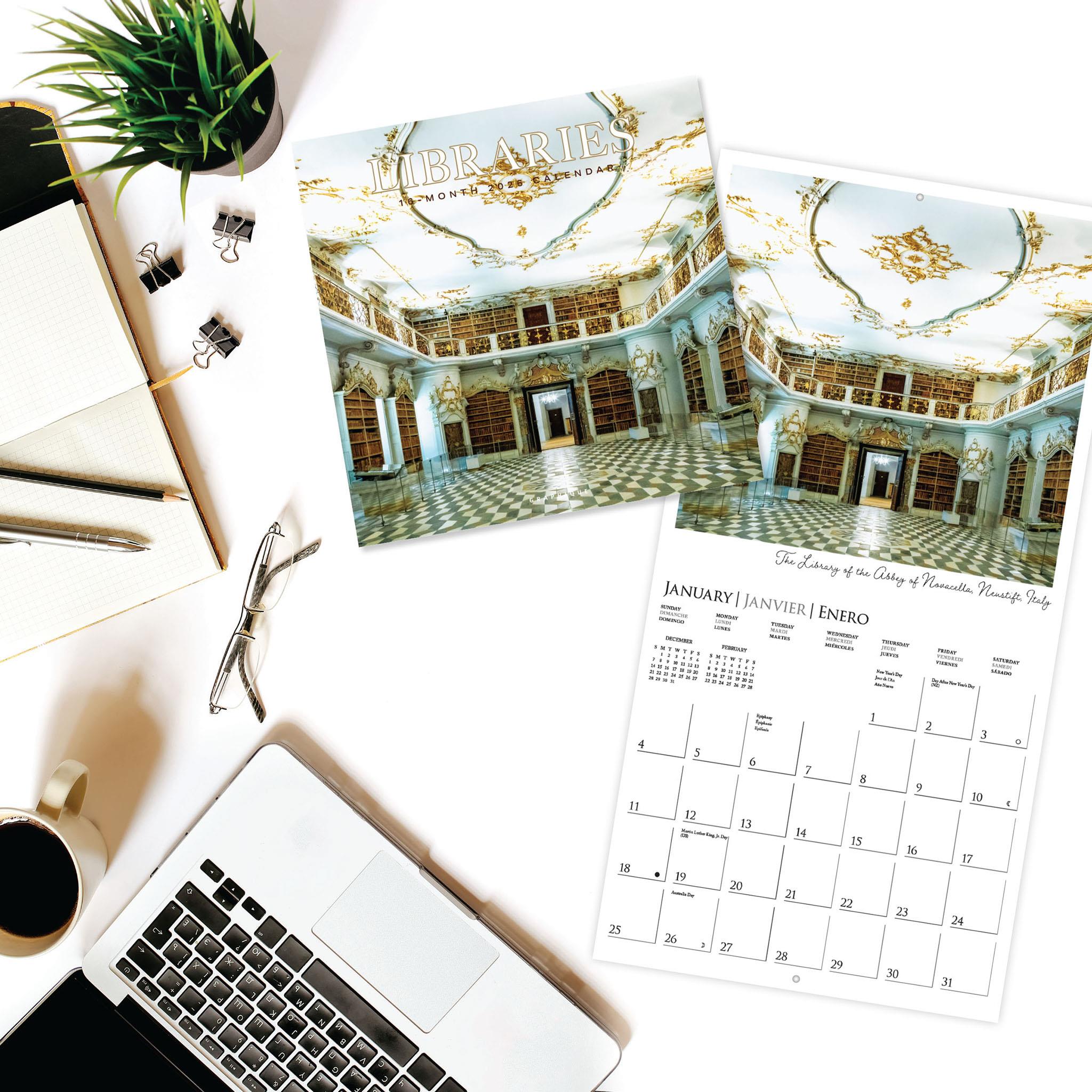 Calendrier mural des bibliothèques 2026