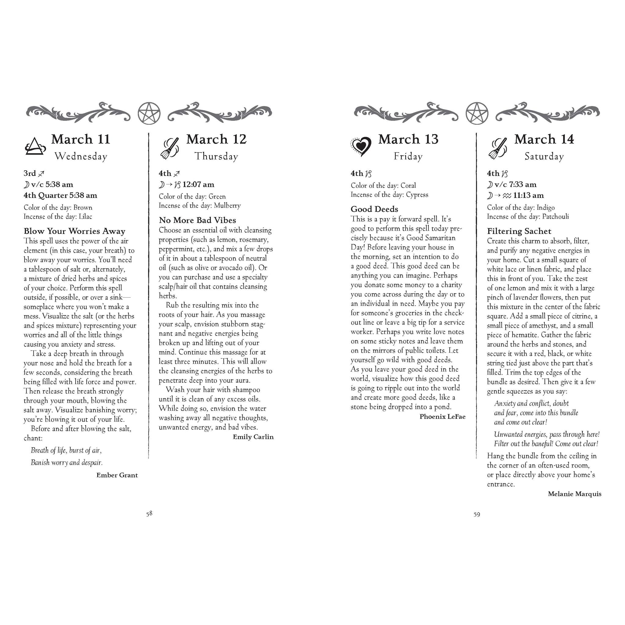 Calendrier des fiançailles de l'Almanach des Sorcières 2026