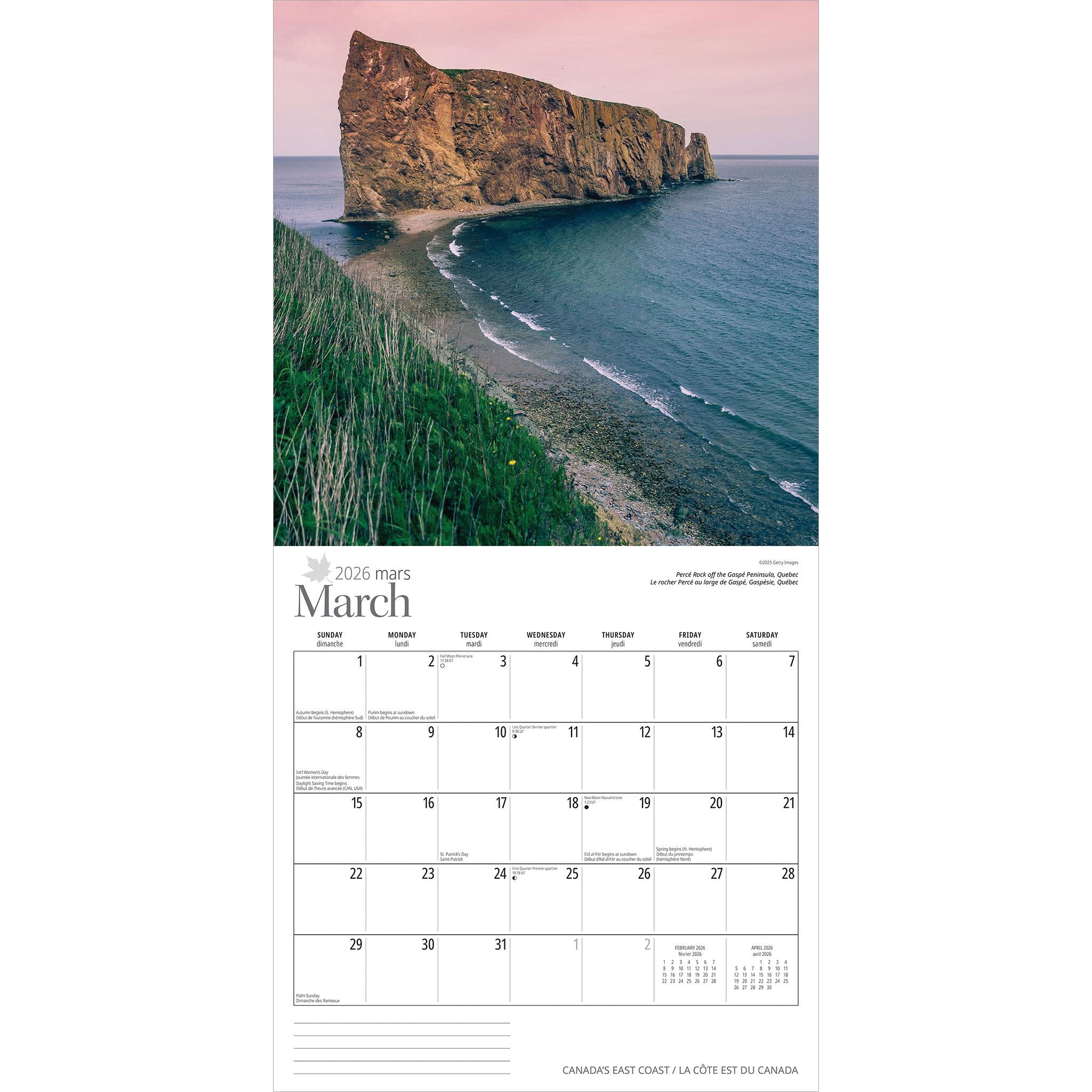 Canadas East Coast 2026 Wall Calendar