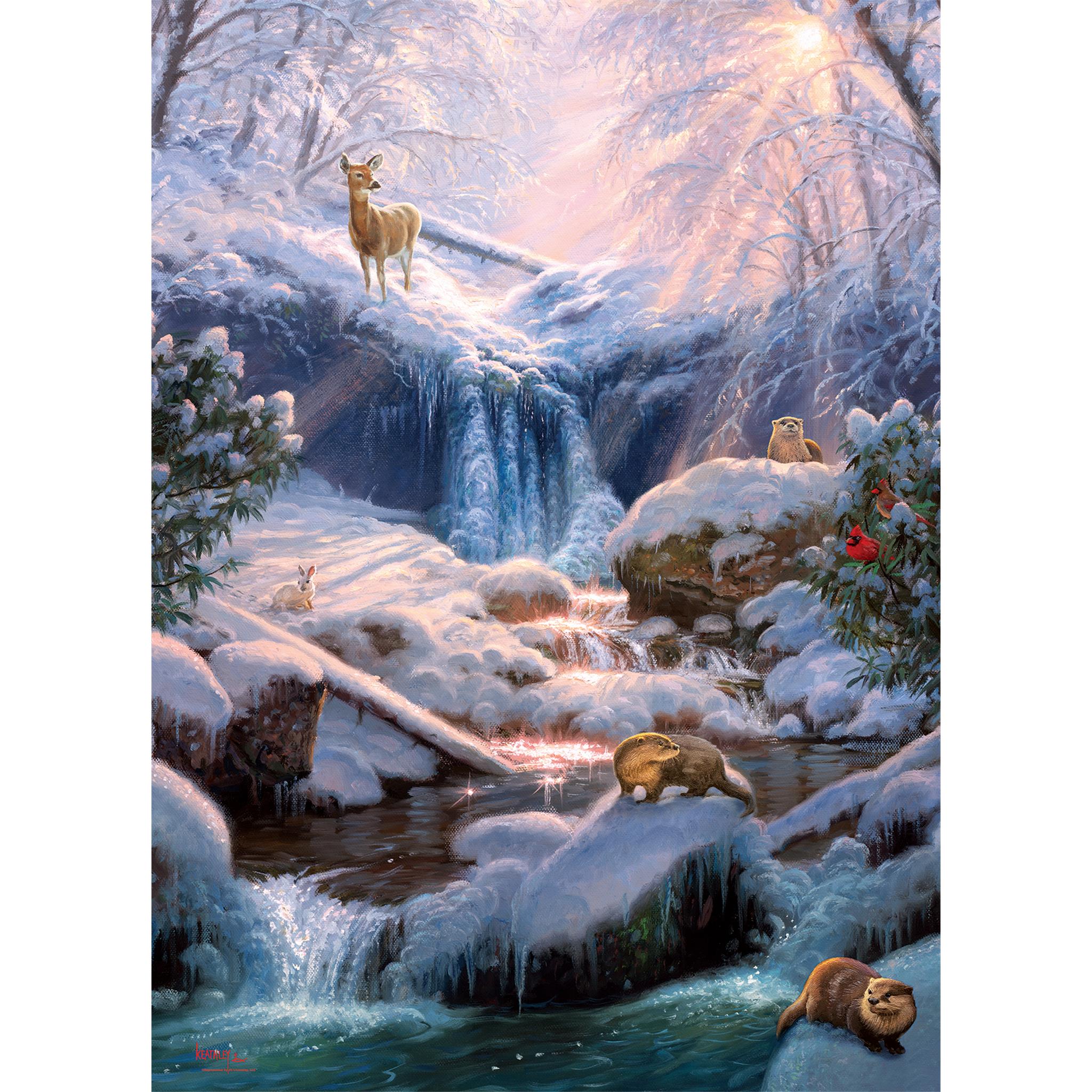 Mystic Falls in Winter 1000 Piece Puzzle Cobble Hill