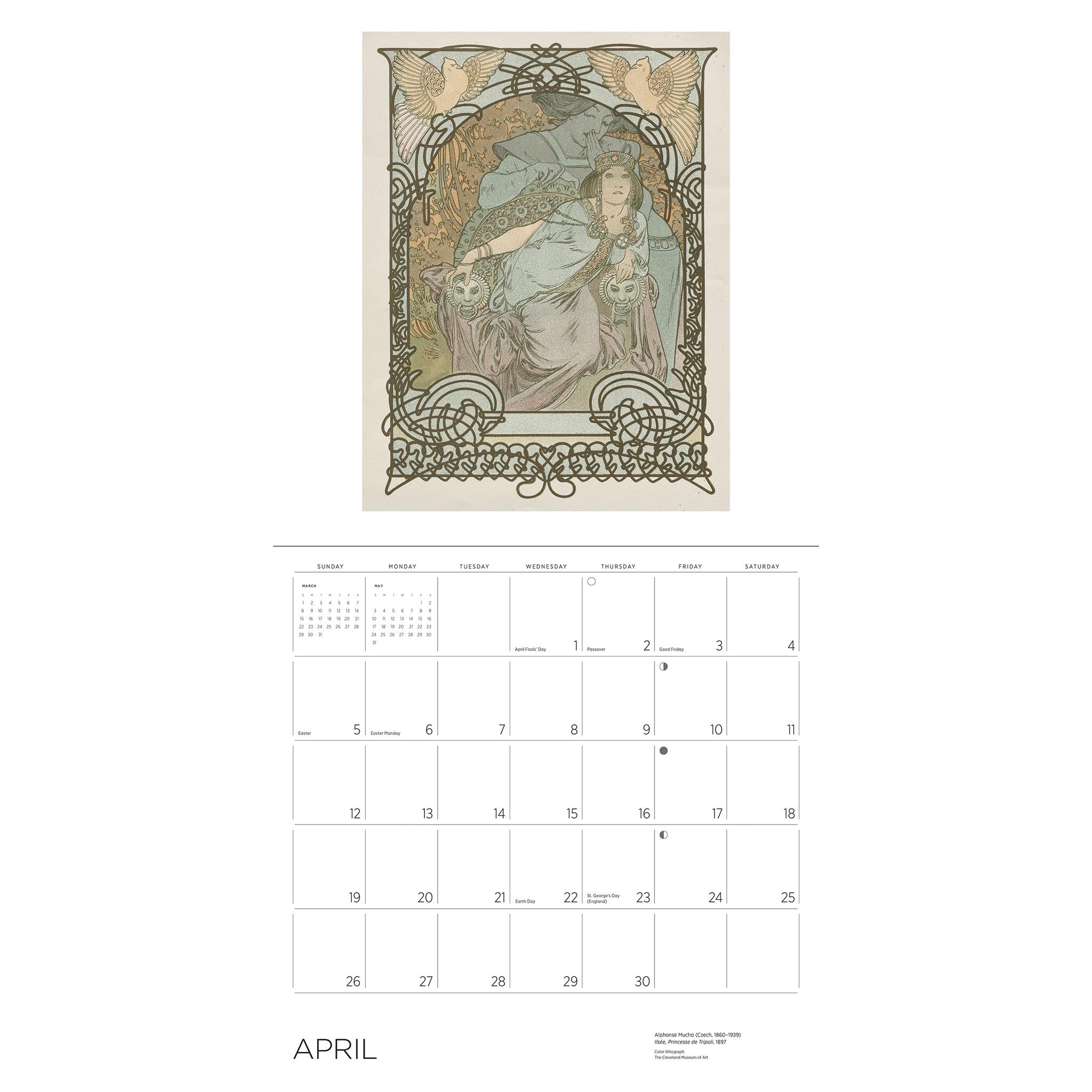 Calendrier mural Alphonse Mucha 2026