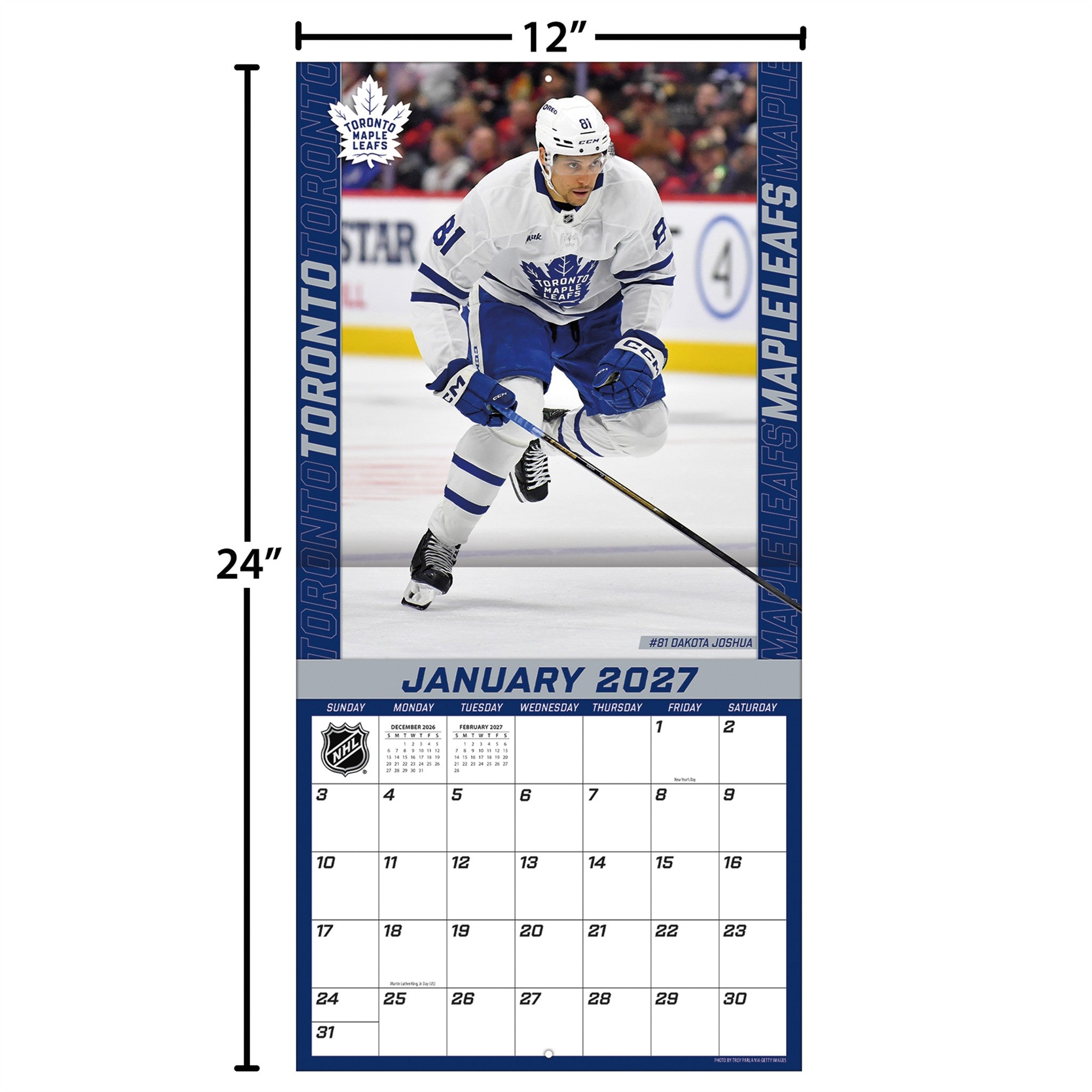 NHL Toronto Maple Leafs 2027 Wall Calendar