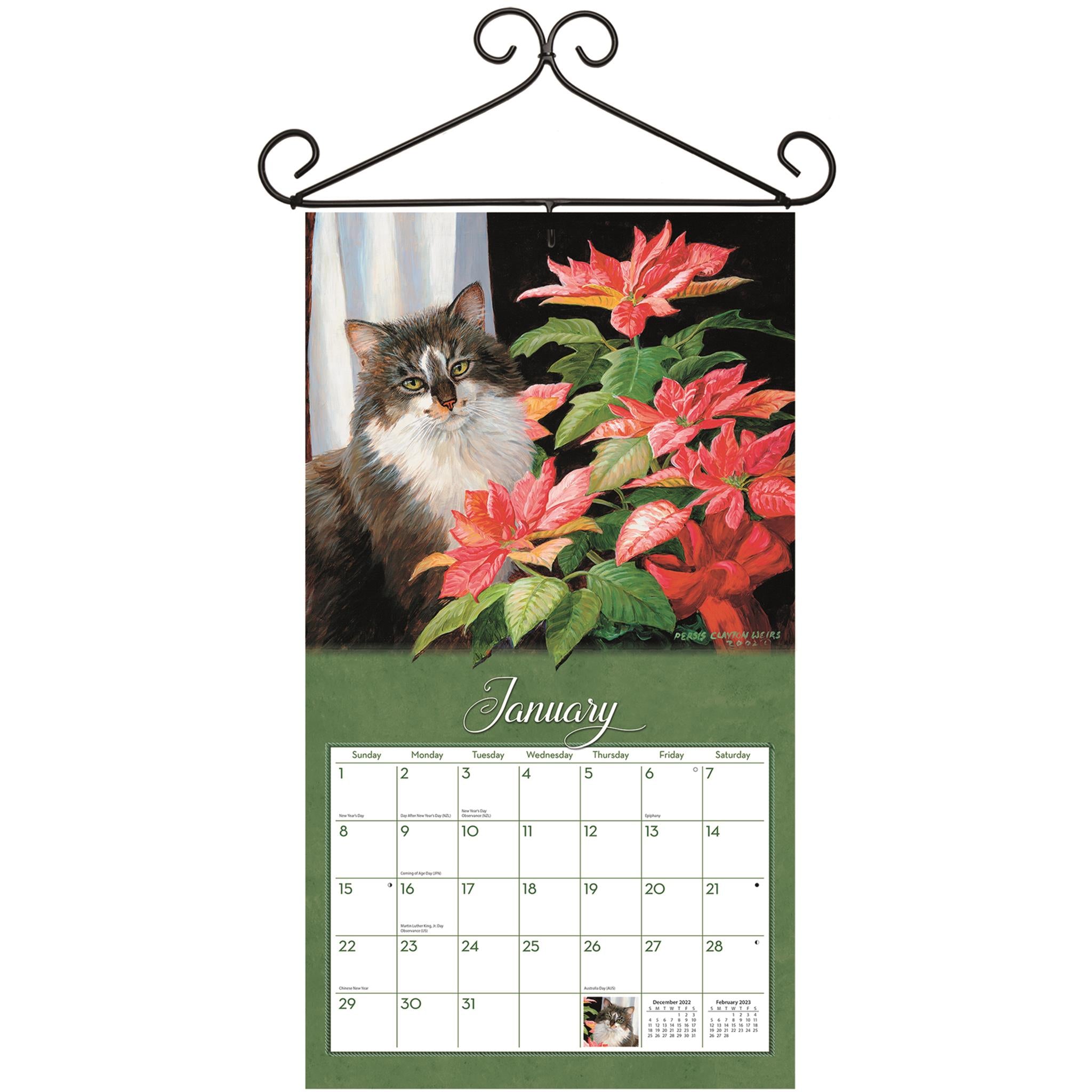 Calendrier en fer forgé à volutes