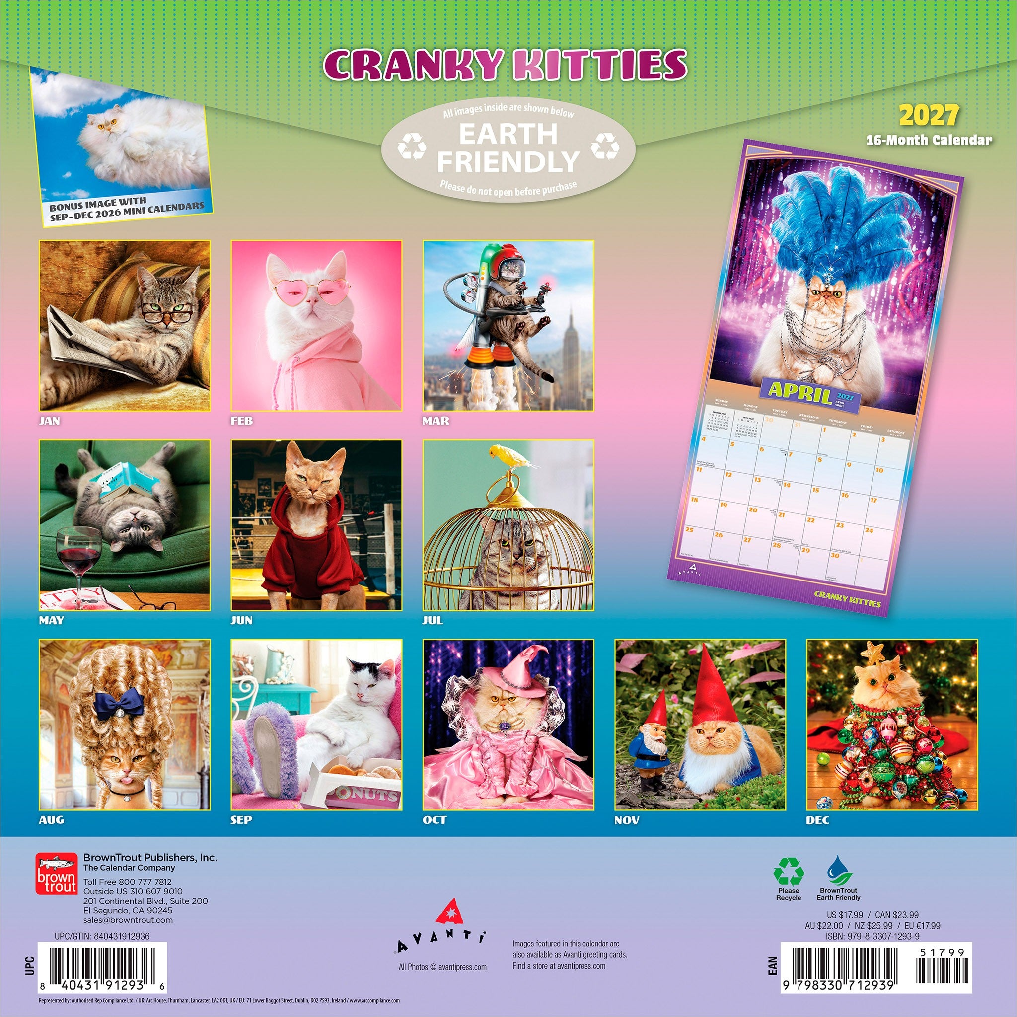 Avanti Cranky Kitties 2027 Wall Calendar - Online Only