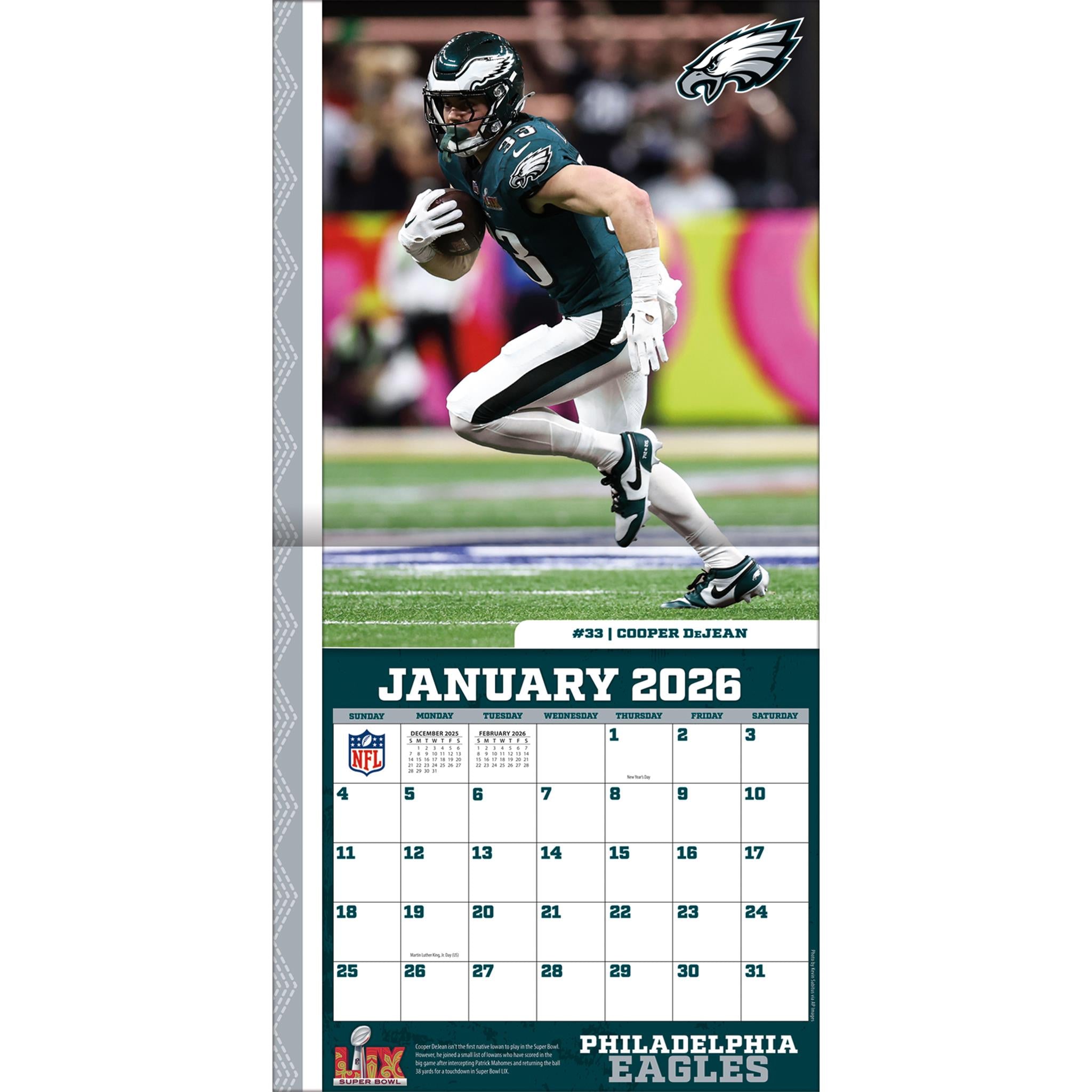 Calendrier mural NFL Philadelphia Eagles 2026