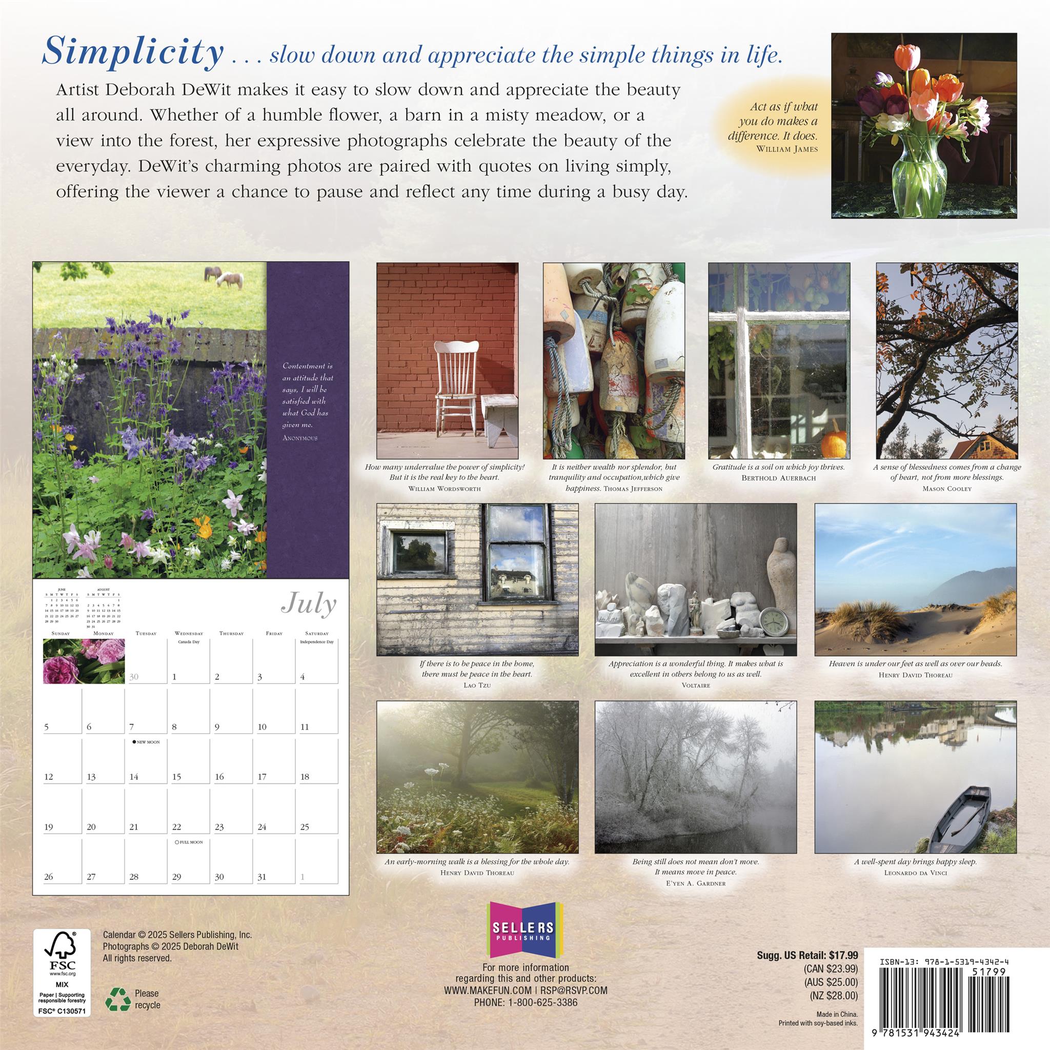 Calendrier mural Simplicité 2026