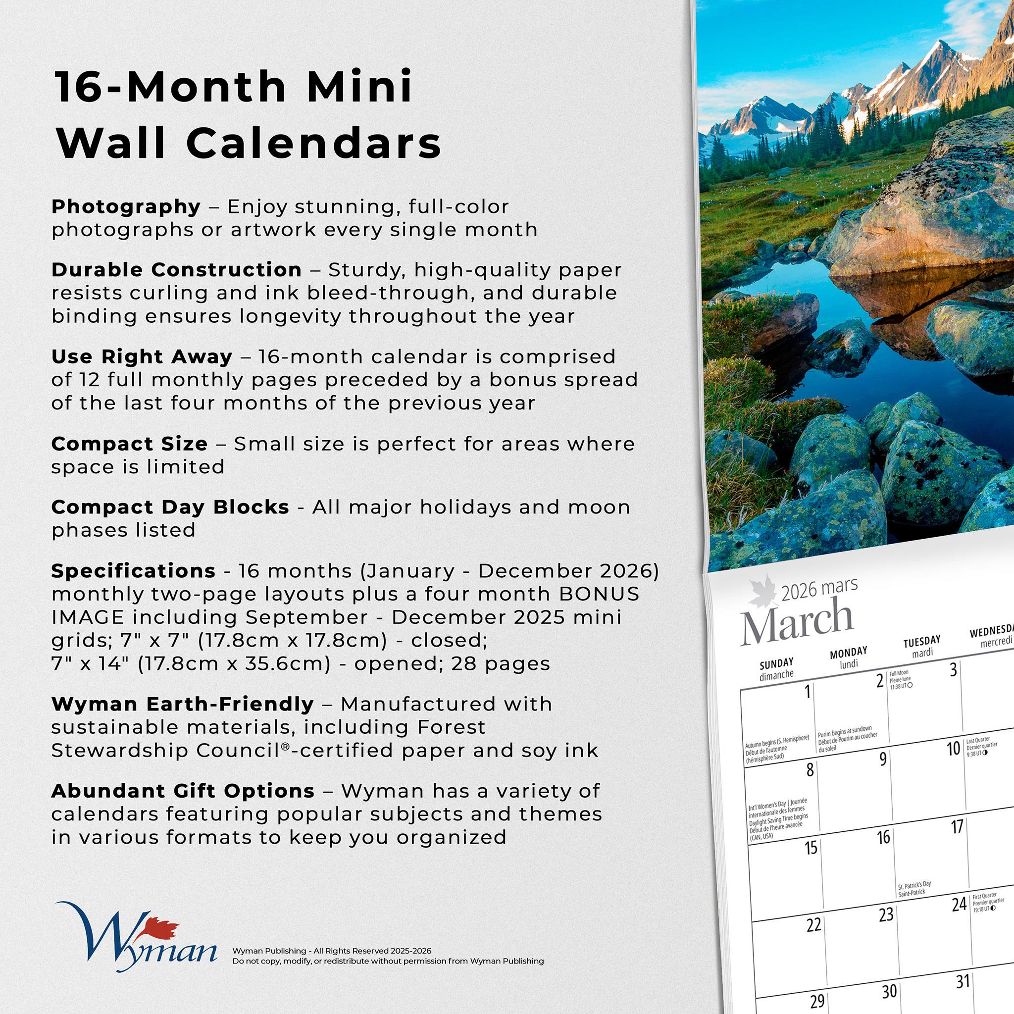 Mini-calendrier des Rocheuses magnifiques 2026 - Disponible uniquement en ligne