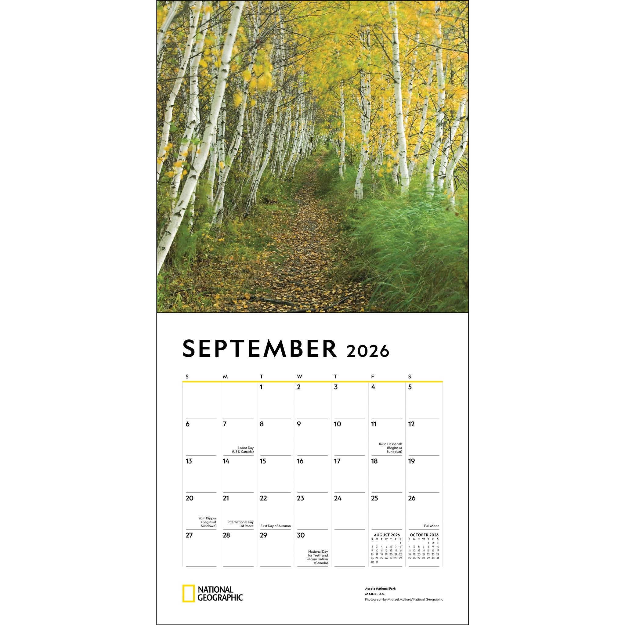 Calendrier mural National Geographic Parcs nationaux 2026 - Disponible uniquement en ligne