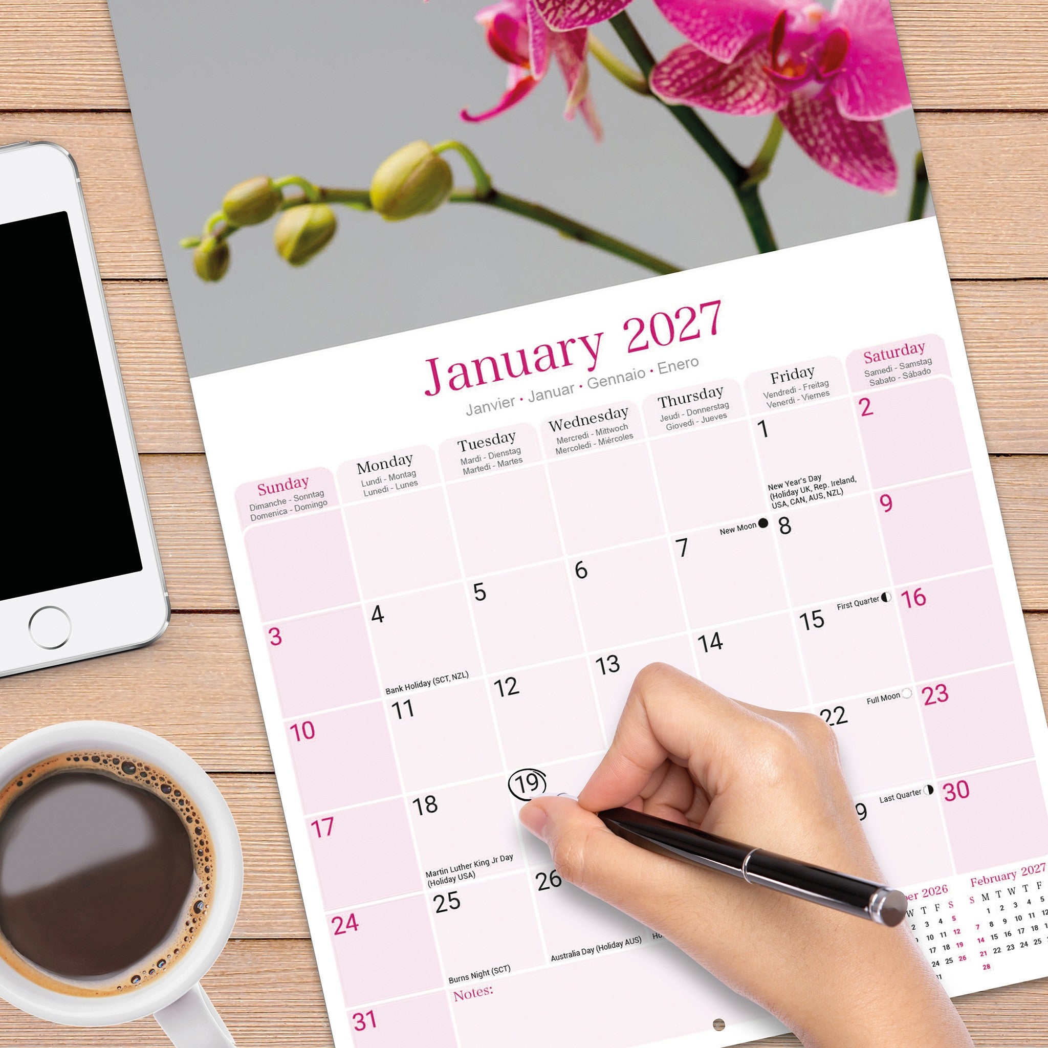 Orchids 2027 Wall Calendar