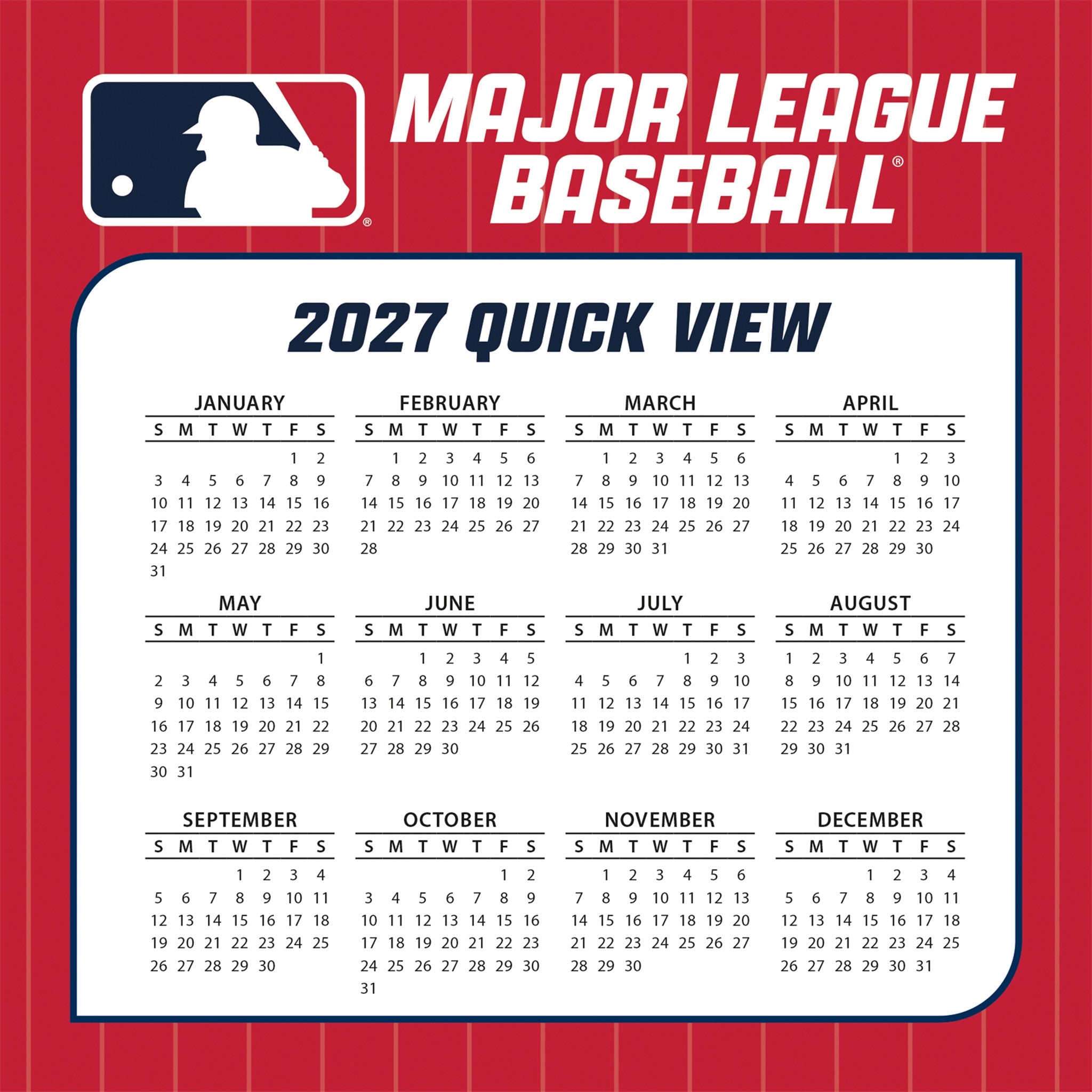 MLB All Team 2027 Box Calendar