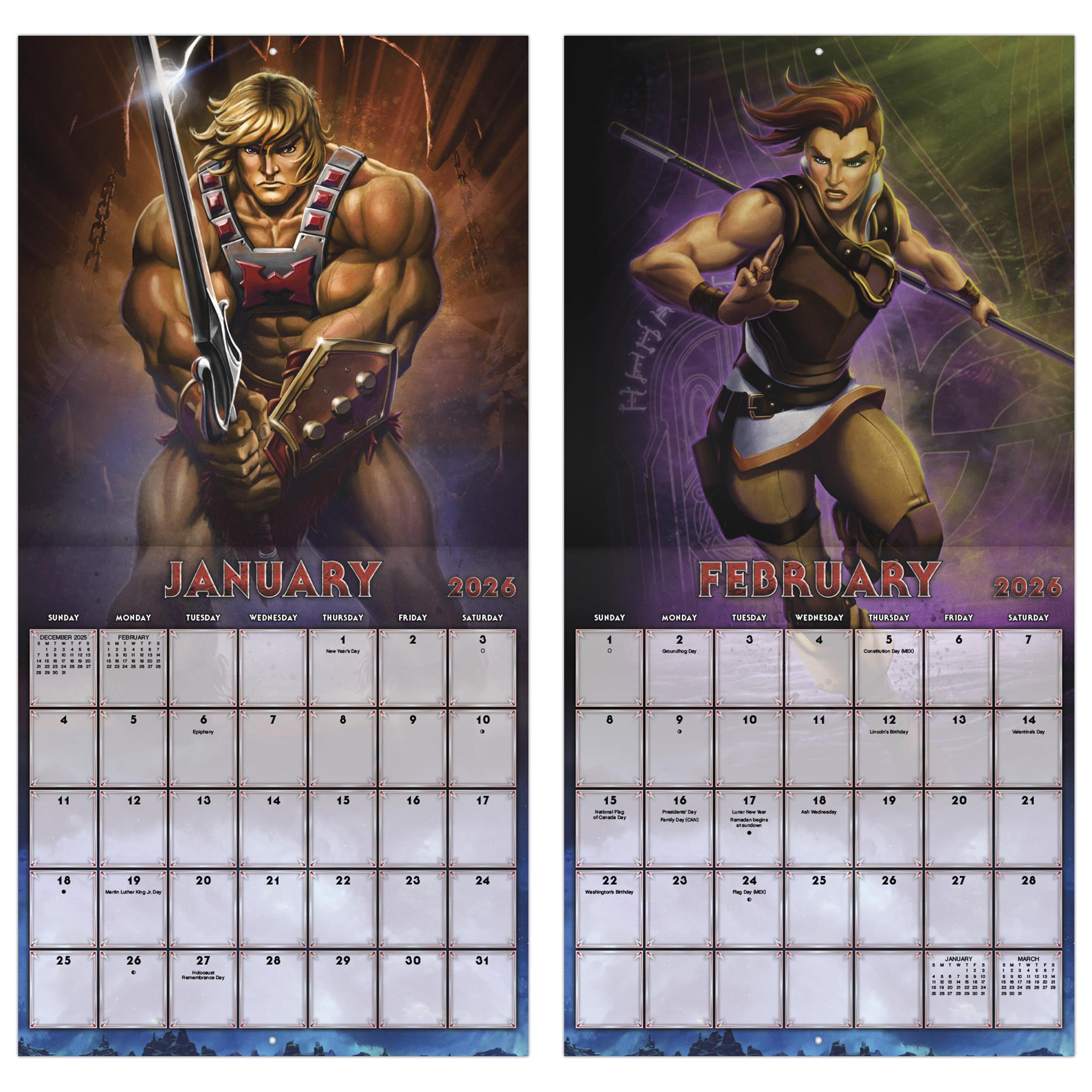 Calendrier mural Les Maîtres de l'Univers 2026 - Disponible uniquement en ligne