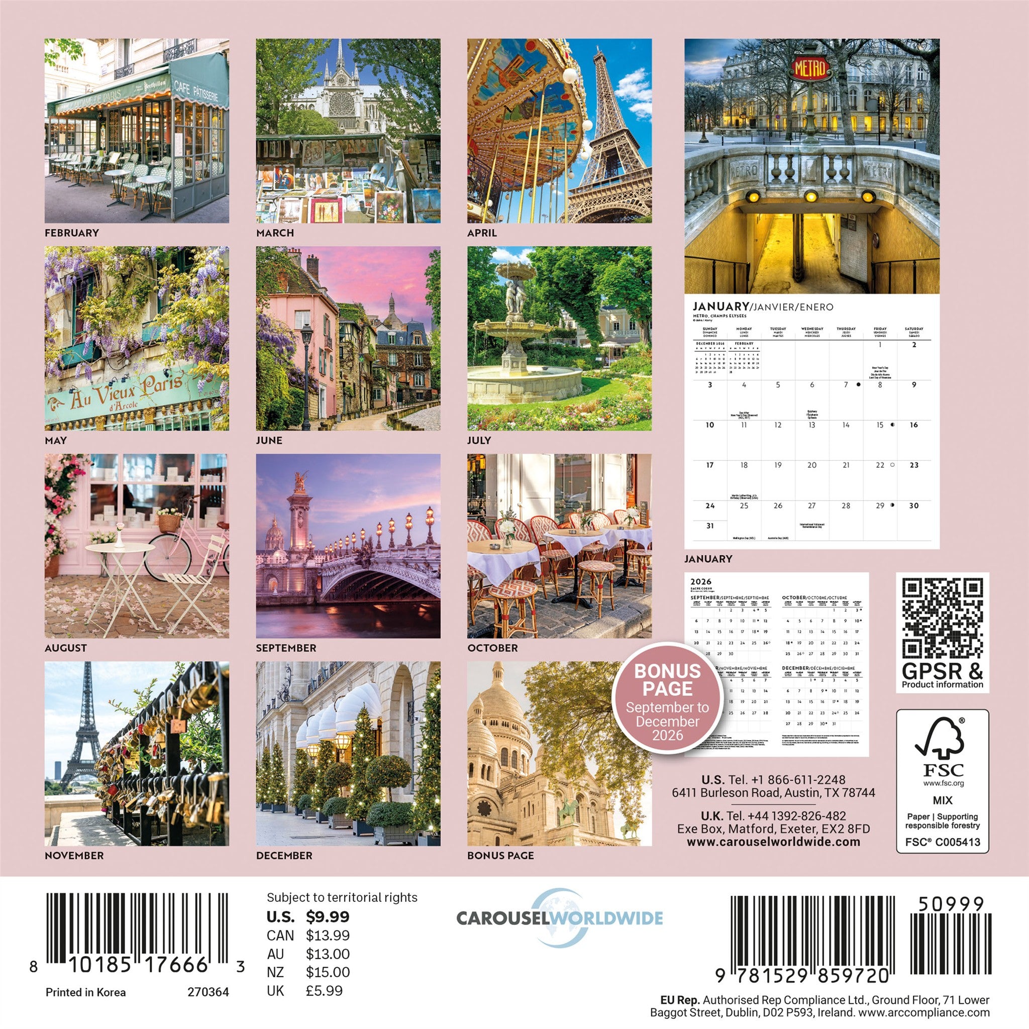 Mini-calendrier Art de vivre parisien 2027