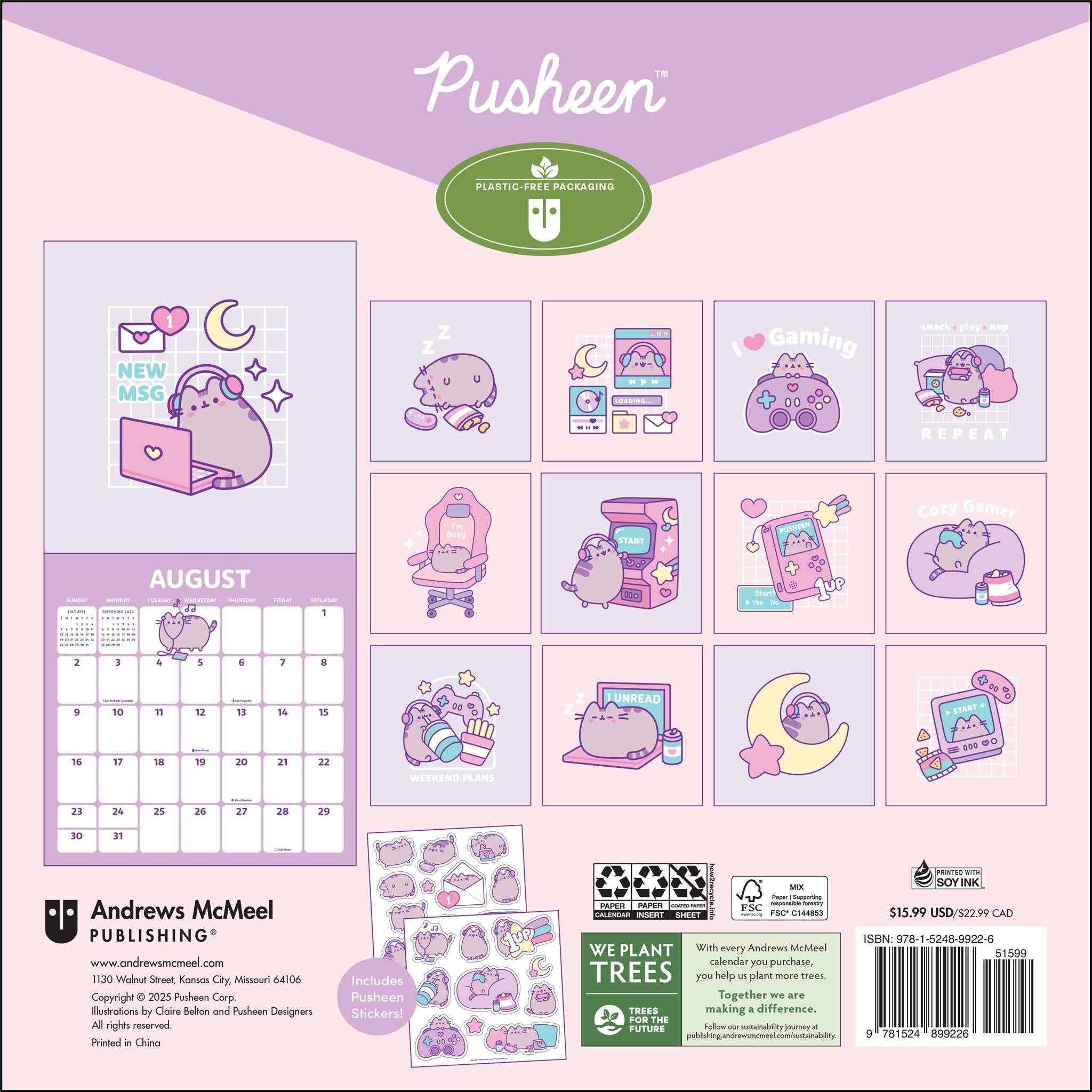 Calendrier mural Pusheen 2026