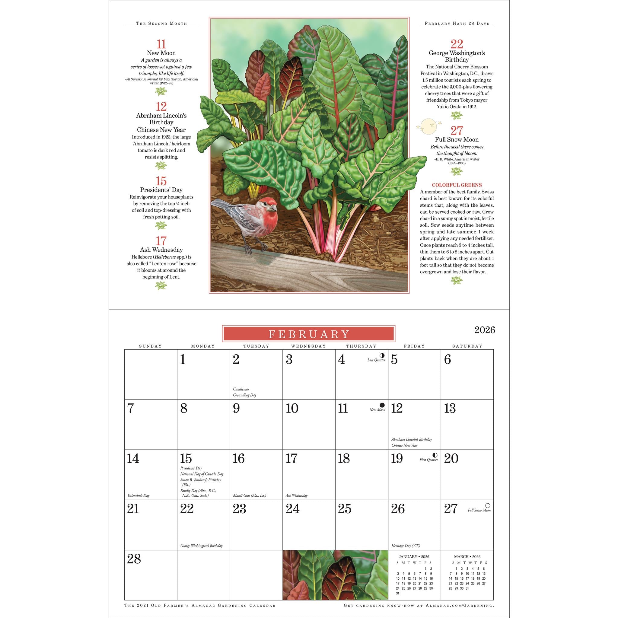 Calendrier mural de jardinage Old Farmers Almanac 2026