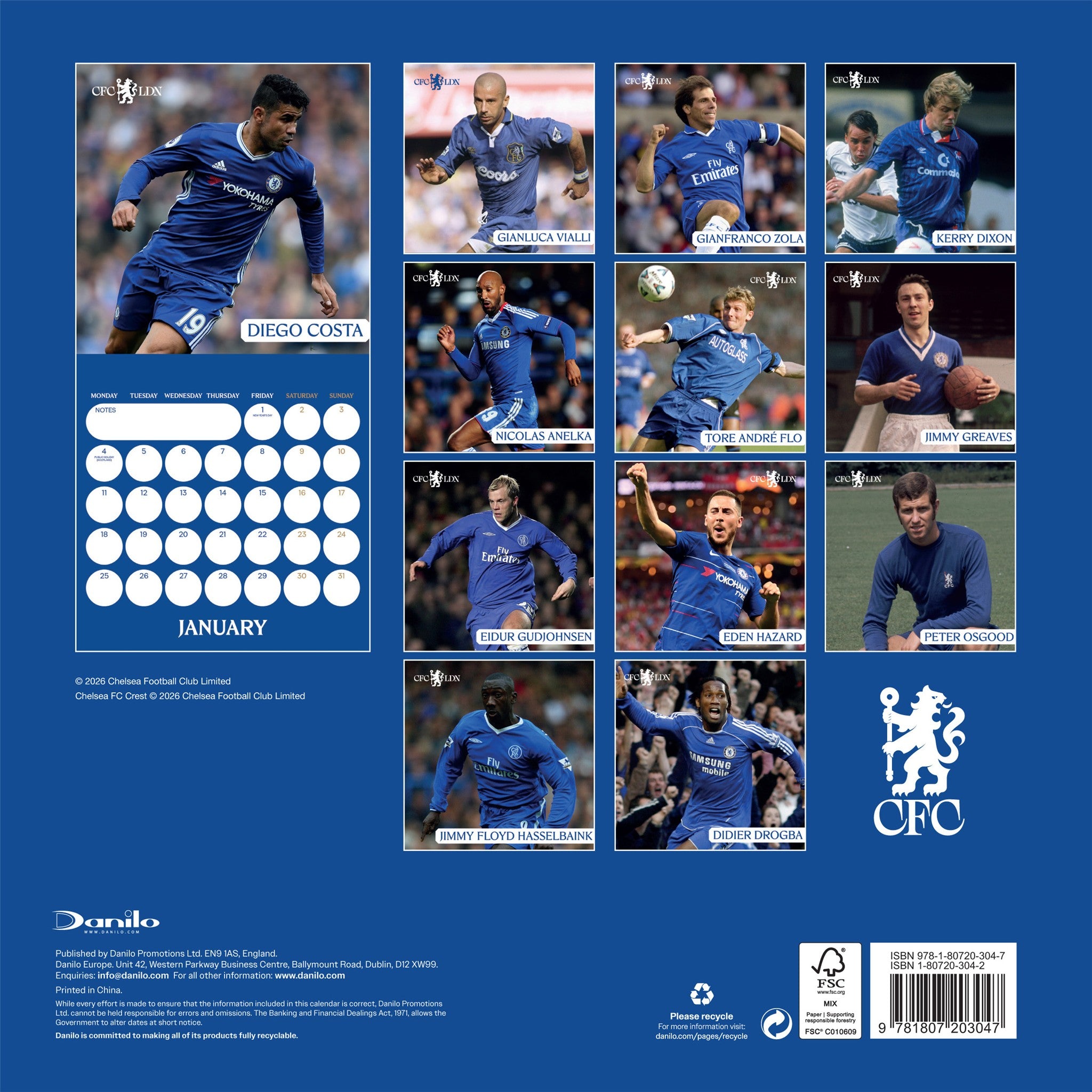 Calendrier mural Chelsea 2027
