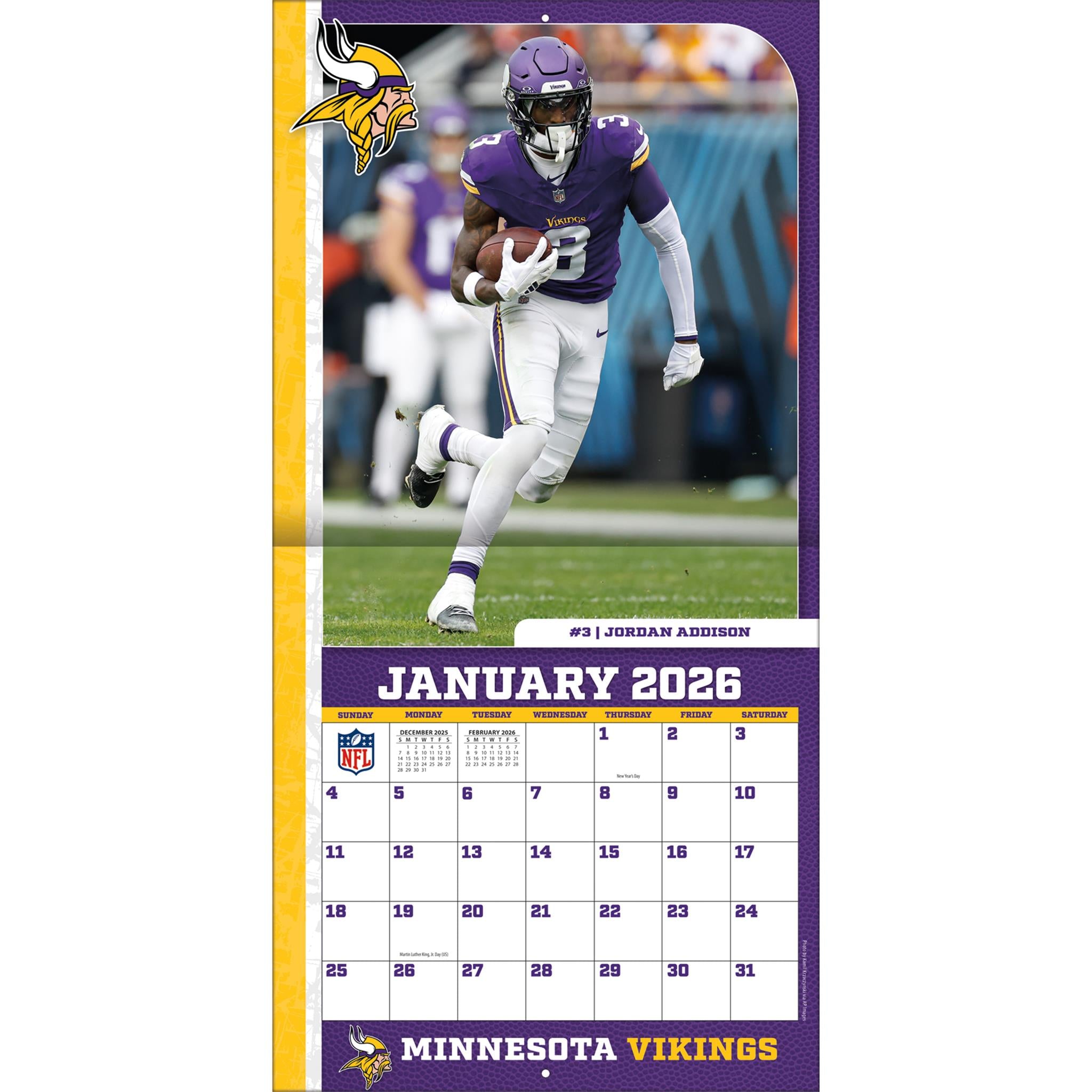 Calendrier mural NFL Minnesota Vikings 2026
