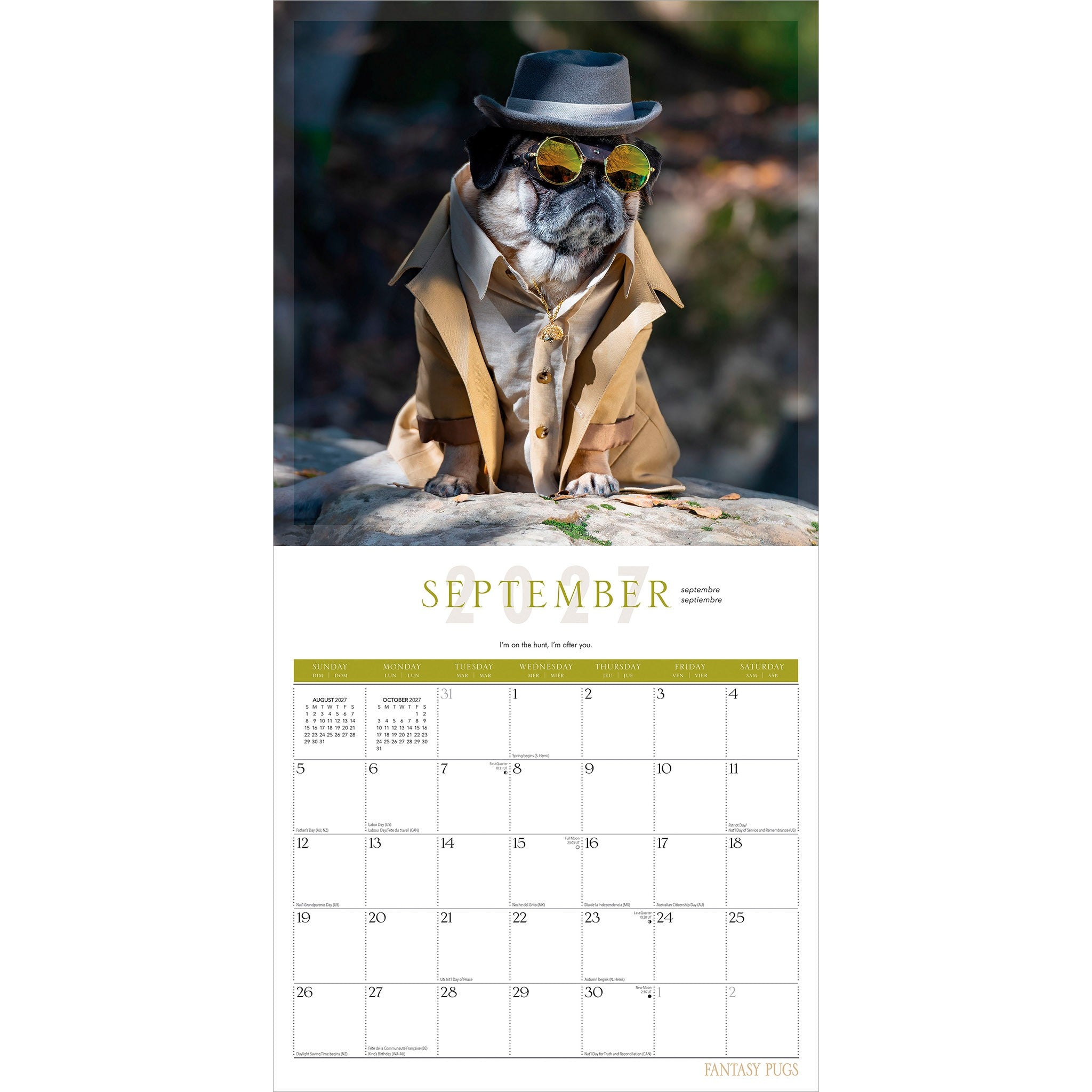 Fantasy Pugs 2027 Wall Calendar