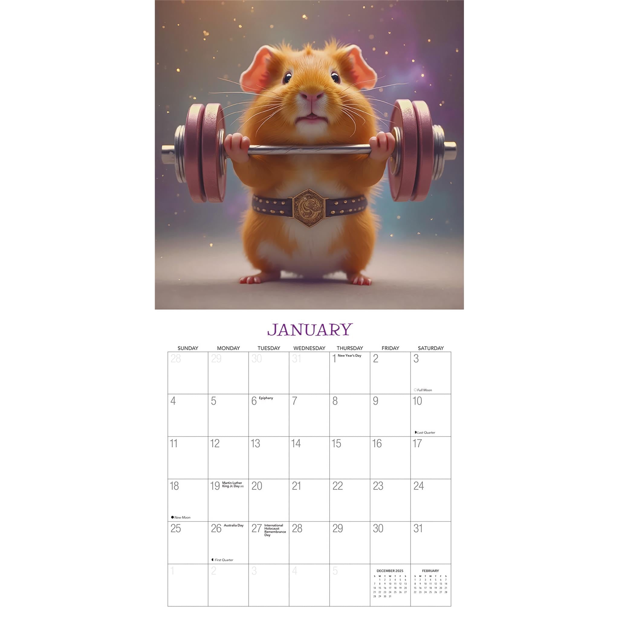 Les cochons d'Inde règnent ! Calendrier mural 2026