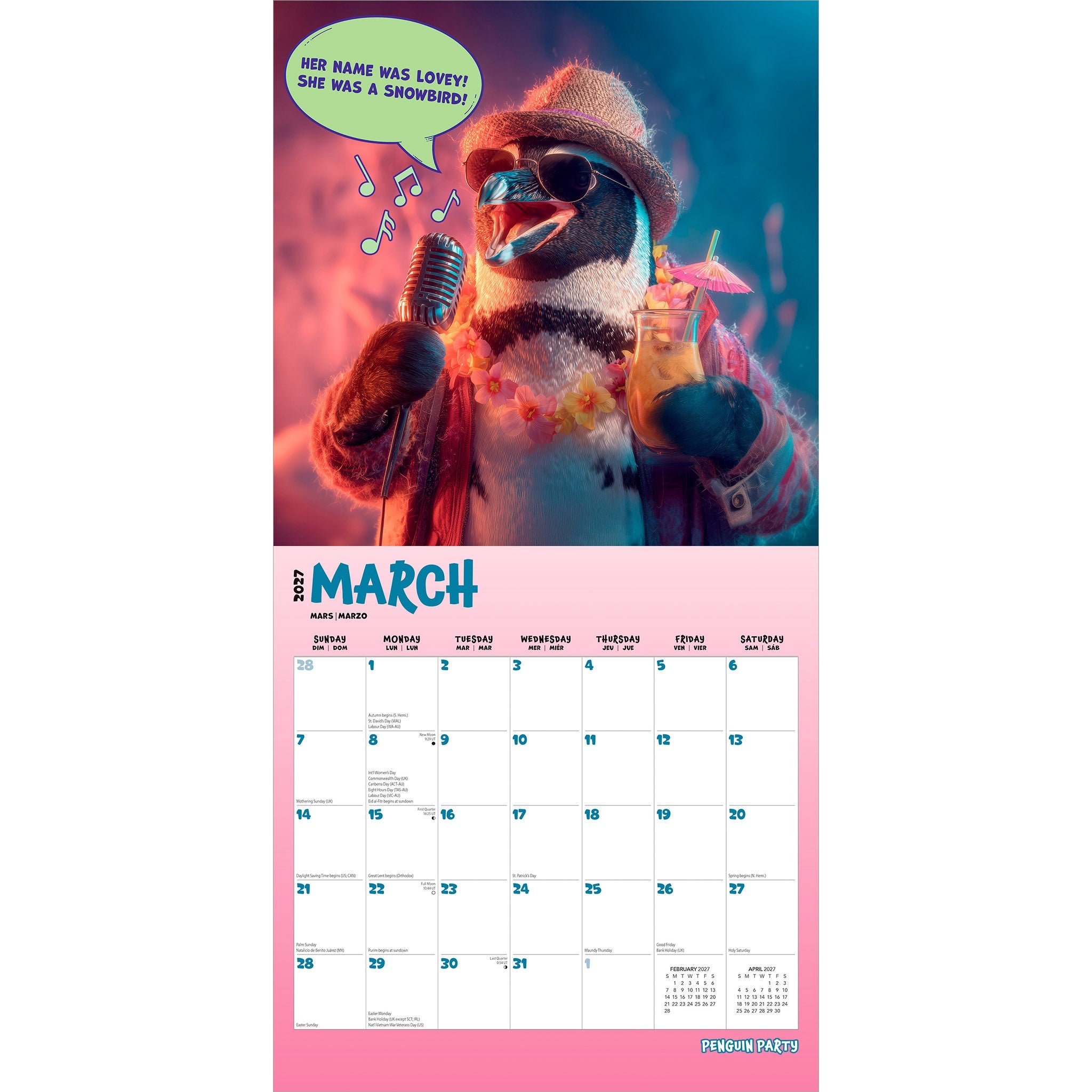Penguin Party 2027 Wall Calendar