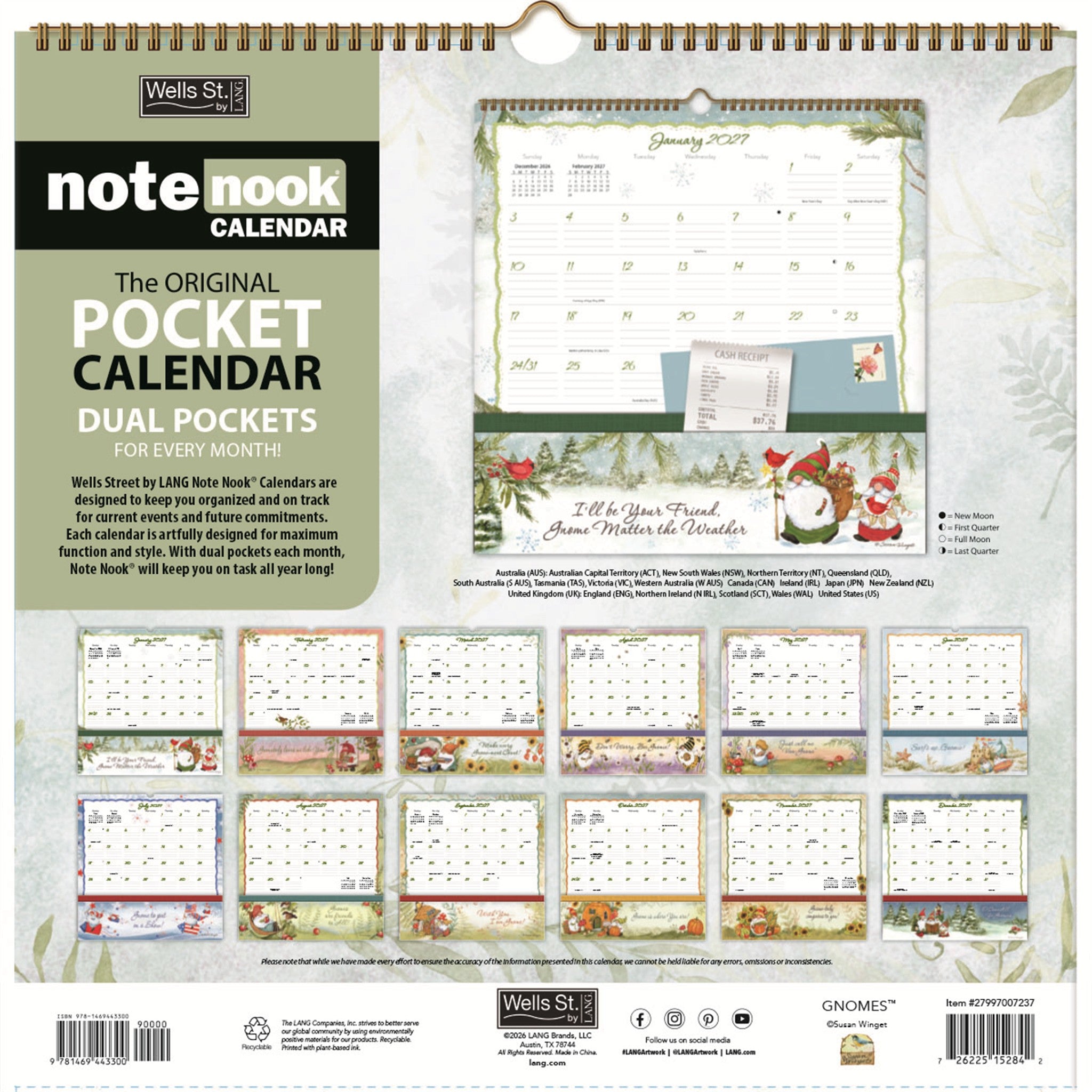 Calendrier mural 2027 Le coin des notes des Gnomes