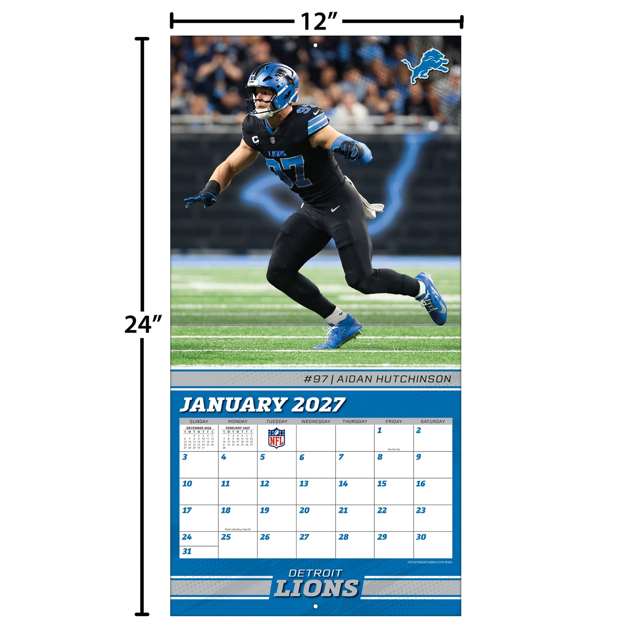 NFL Detroit Lions 2027 Wall Calendar