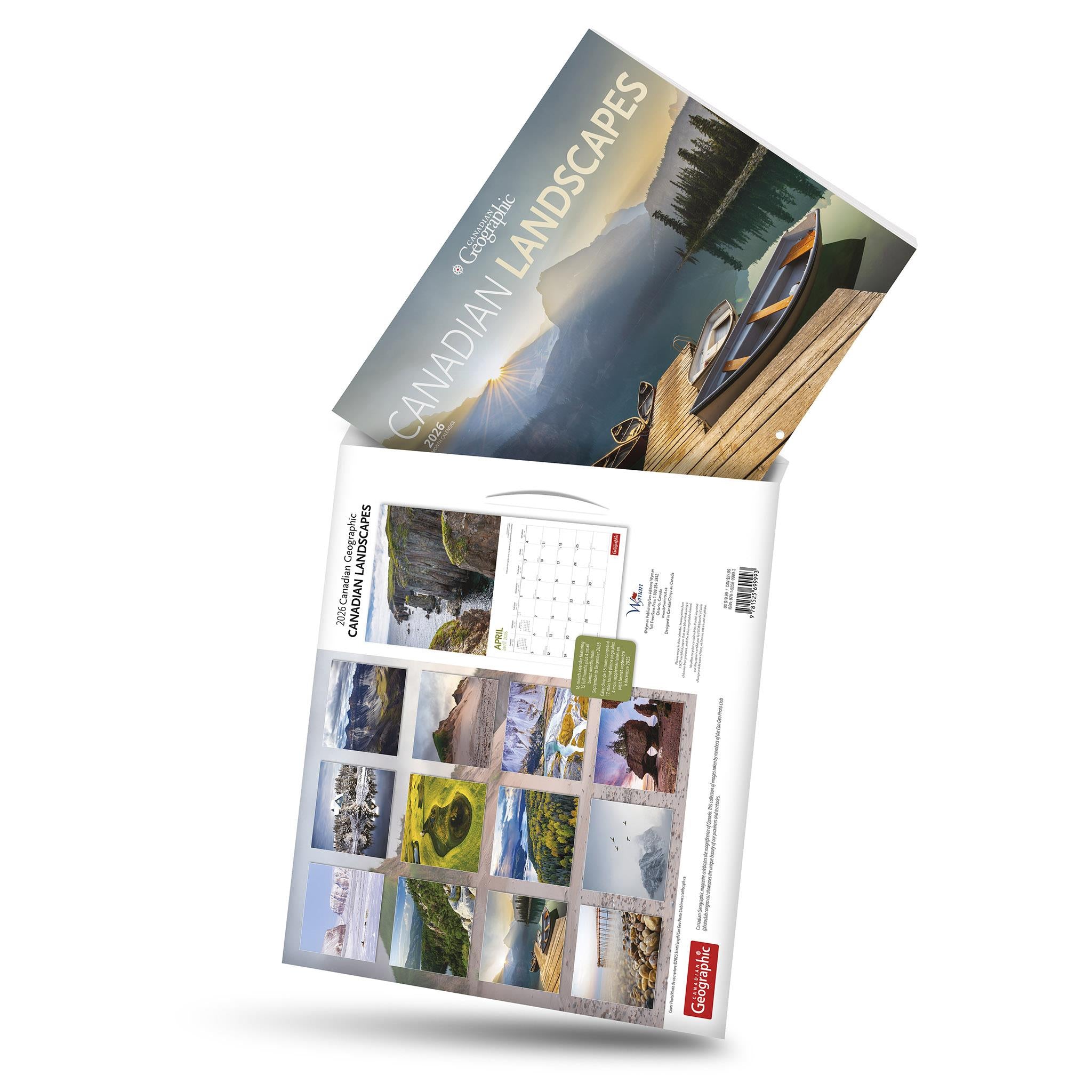 Calendrier mural 2026 de Canadian Geographic Paysages canadiens