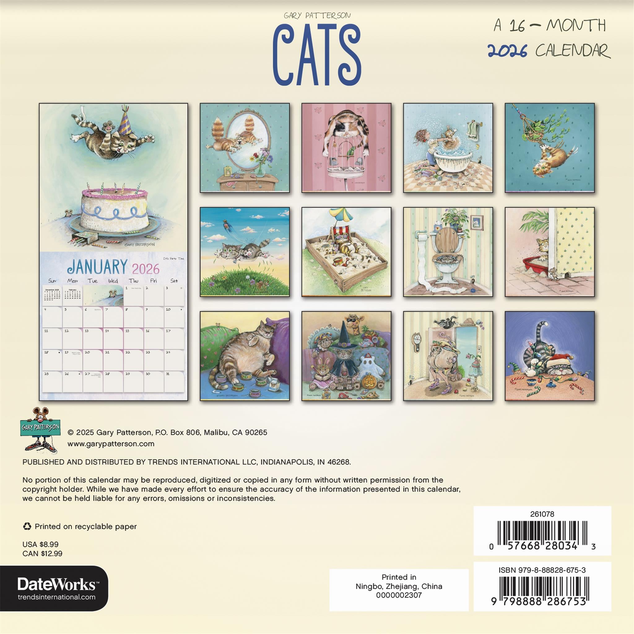 Mini-calendrier des chats de Gary Patterson 2026