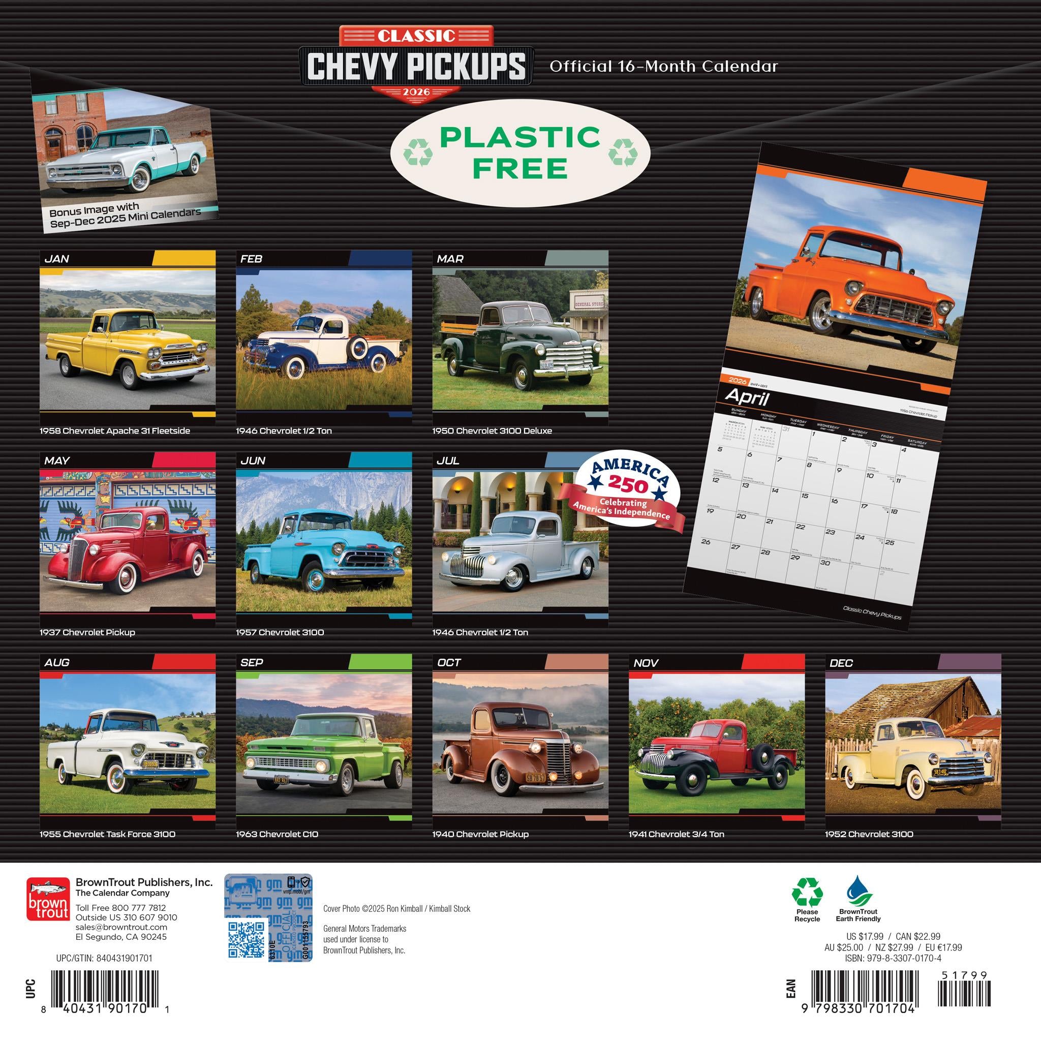 Calendrier mural Chevy Pickups Classic 2026